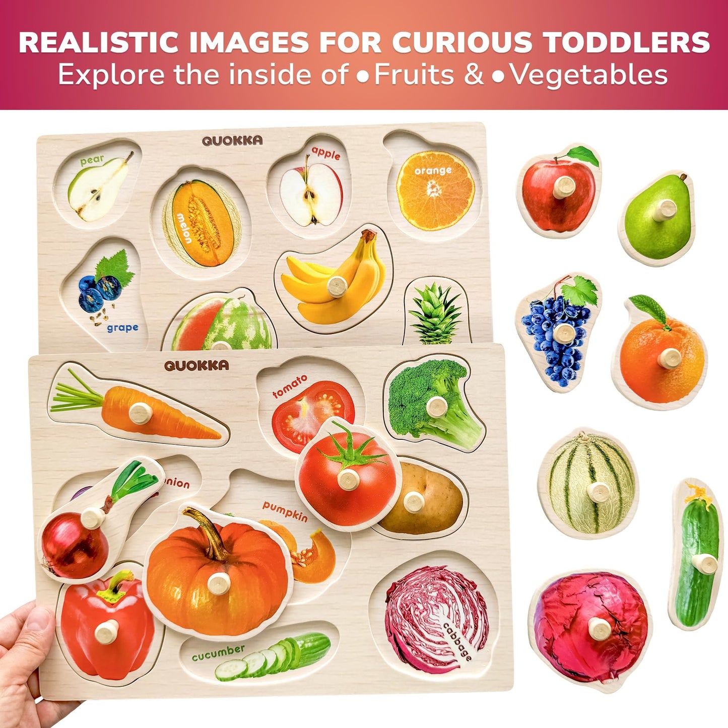 QUOKKA Wooden Blocks & Puzzles for Toddlers