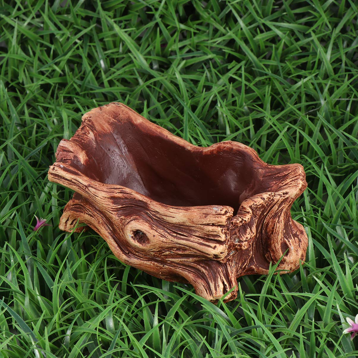 Desk Containers Driftwood Stump Log Concrete Planter Succulent Pot Flower Plant Pot Container for Indoor Outdoor Patio Decoration Brown Ornament Container