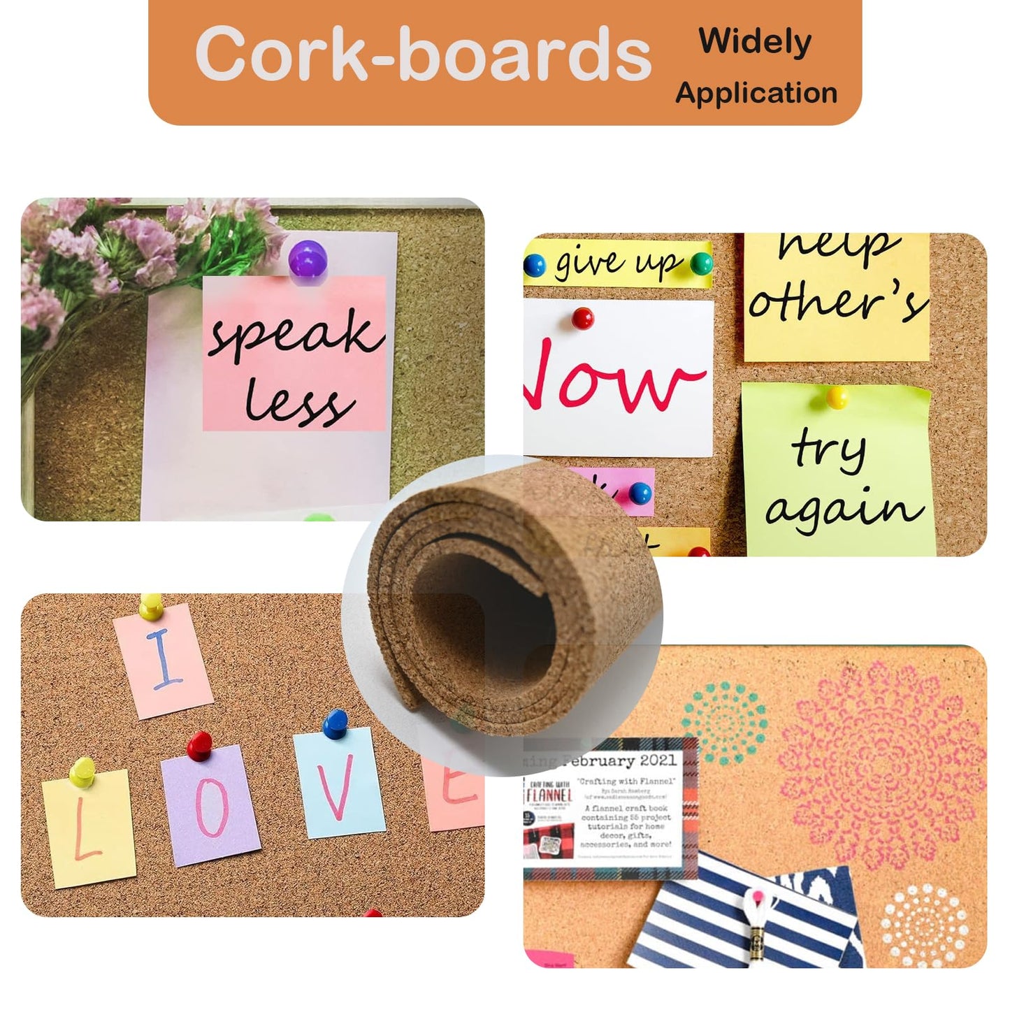 15.8"x19.7"(40x50cm) Cork Board Roll, 1/8" (3mm) Thick Cork Boards for Walls, Ideal for Office, Home, School