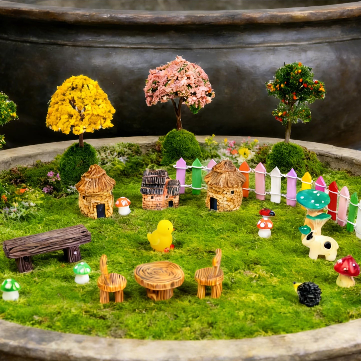NSBUDIN 73 Pcs Fairy Garden Accessories Kit - Miniature Garden Accessories with Resin Figurines, Mini Trees & Moss for Potted Accent, Patio Decor & Succulent Projects, DIY Craft