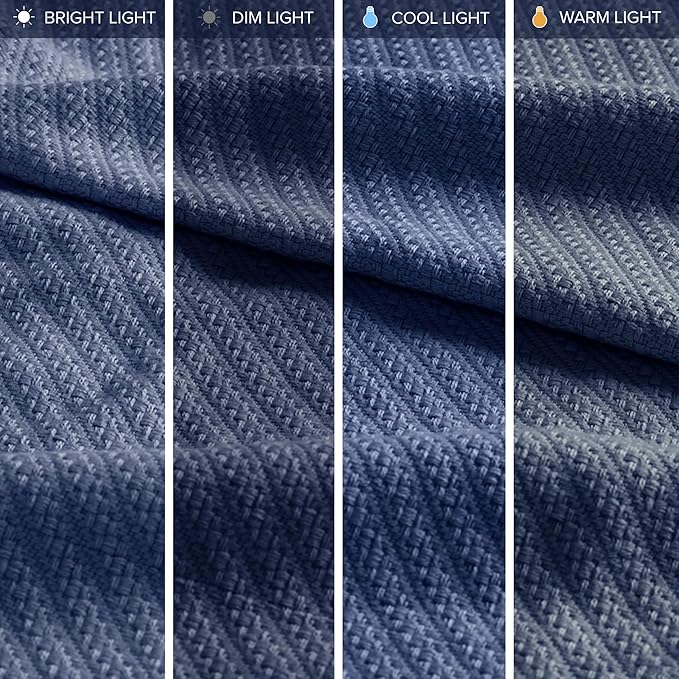 Madison Park Liquid Cotton Blanket Breathable, Softer Ring Spun Weave, Diamond Motif, Luxurious 100% Cotton All Seasons Lightweight Summer Blanket for Bed, Couch, Office, Navy, King
