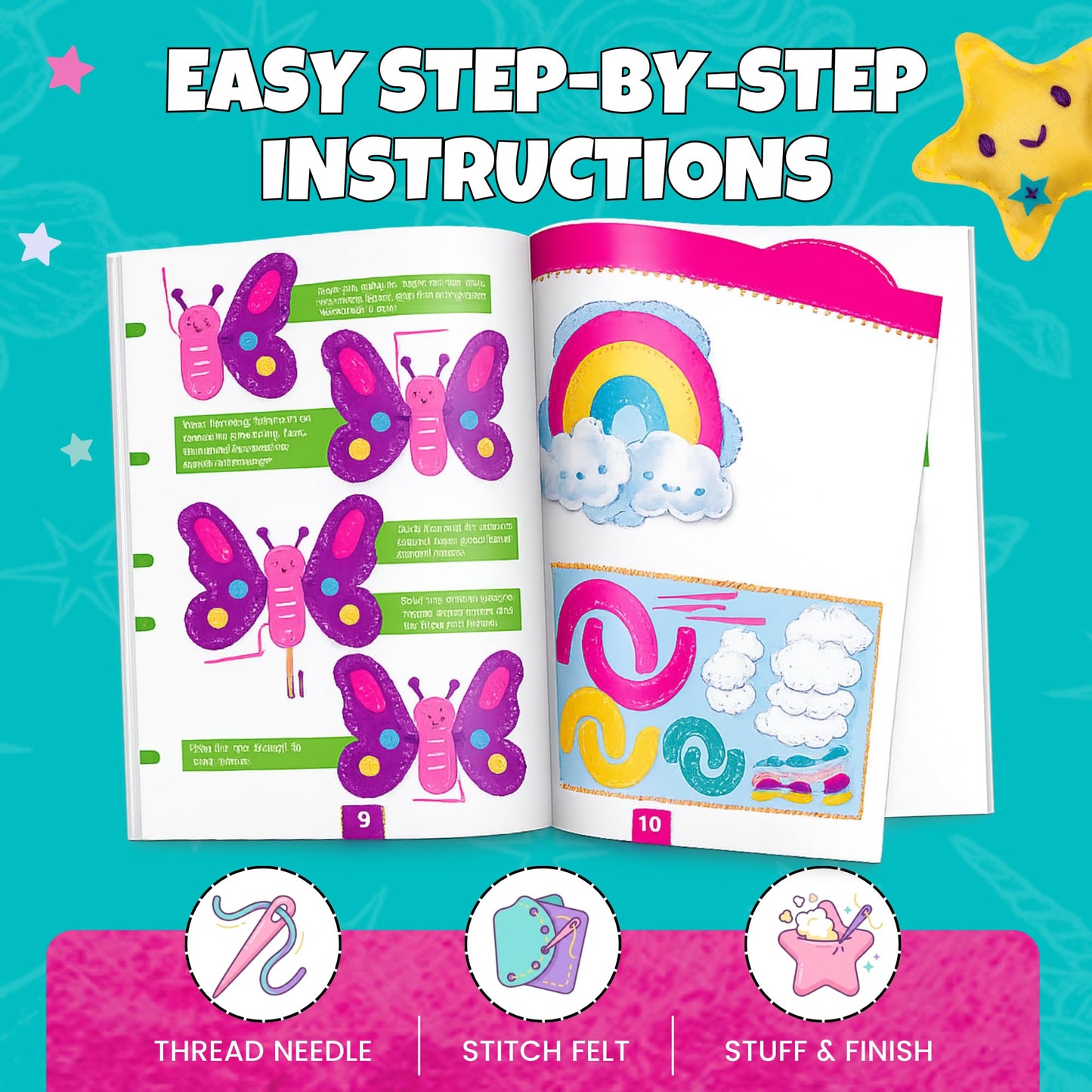 Magical Unicorn Sewing Kit for Girls 7+ - Create 5 Adorable Felt Animals & a Cozy Pillow - Fun, Easy, and Educational DIY Craft