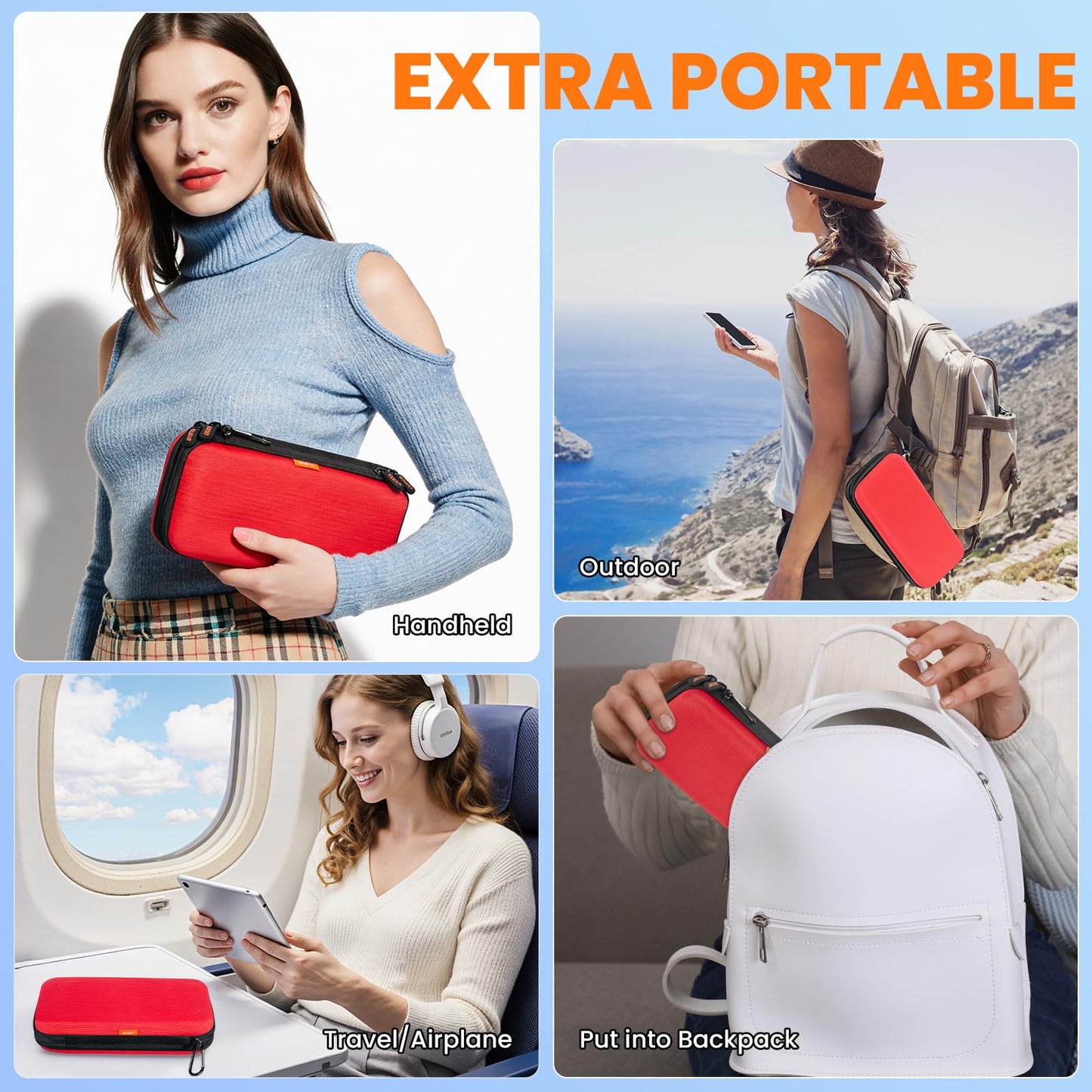 Double-Layer Hard Carrying Case Electronics Organizer - Multi-Pocket Zipper Travel Case Tech Accessories Storage Pouch Bag for Charger, Apple Pencil, Power Bank, Phone, USB Flash Drive, Cord, Cable