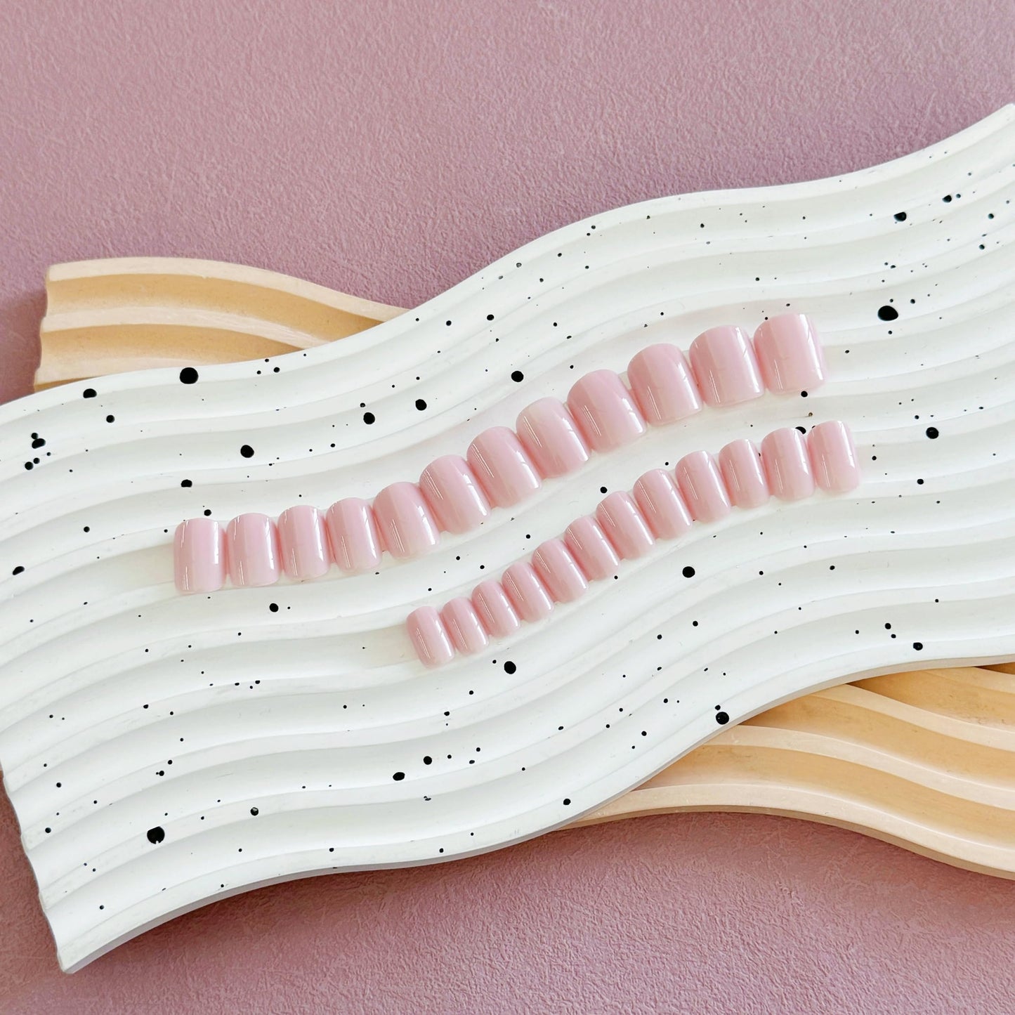 Dusty Pink Press on Nails Short Square, KXAMELIE Natural Gel Nails Glue on Acrylic Nails Press ons Featured Protective Coat Thick Reusable Fake Nails Solid Color 24 Short Coffin Artificial Nails