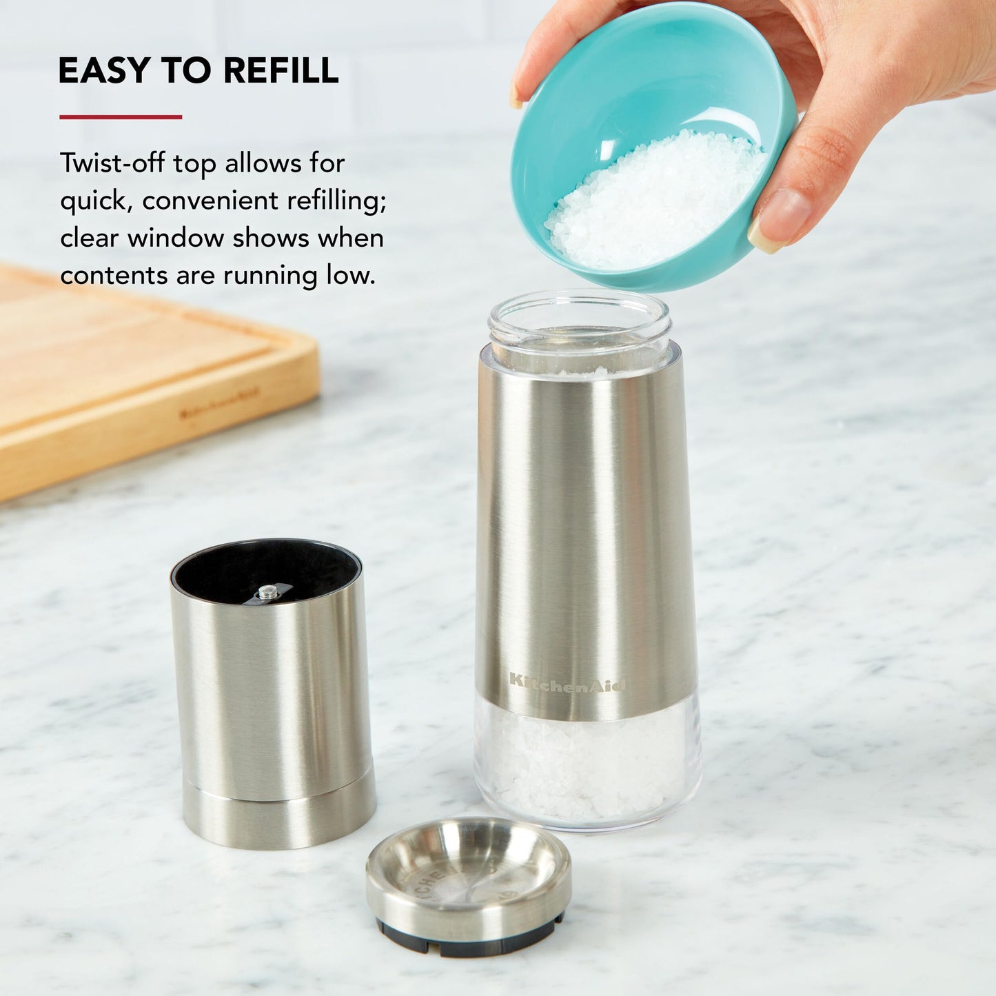 KitchenAid Stainless Steel Filled Salt Grinder, 8 Inch