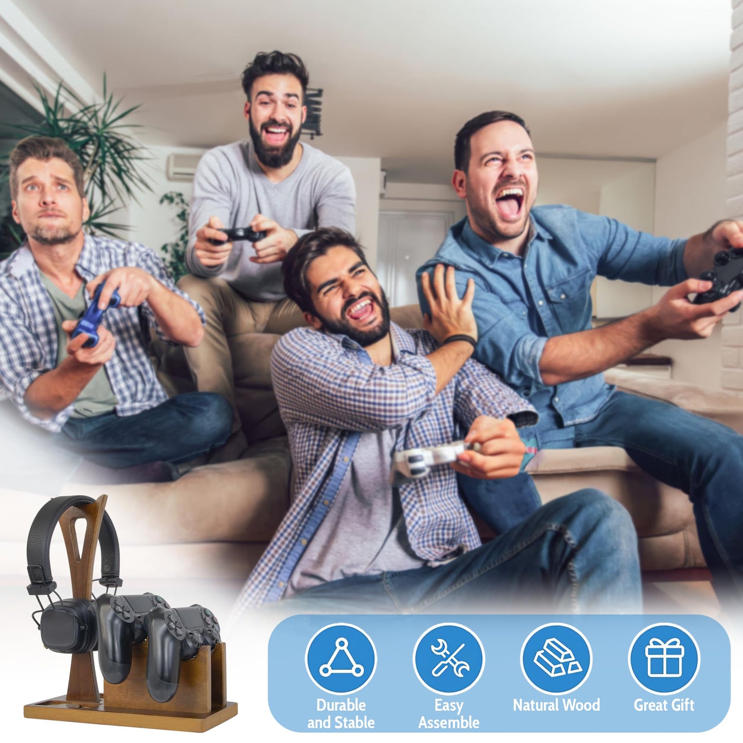 Kaseny Game Controller Holder Gifts for Gamers to Organize Gaming Accessories & Headphone Holder, Unique Gamer Gifts Headset Stand Controllers Holders, Stylish Controller Stand Gaming Equipment
