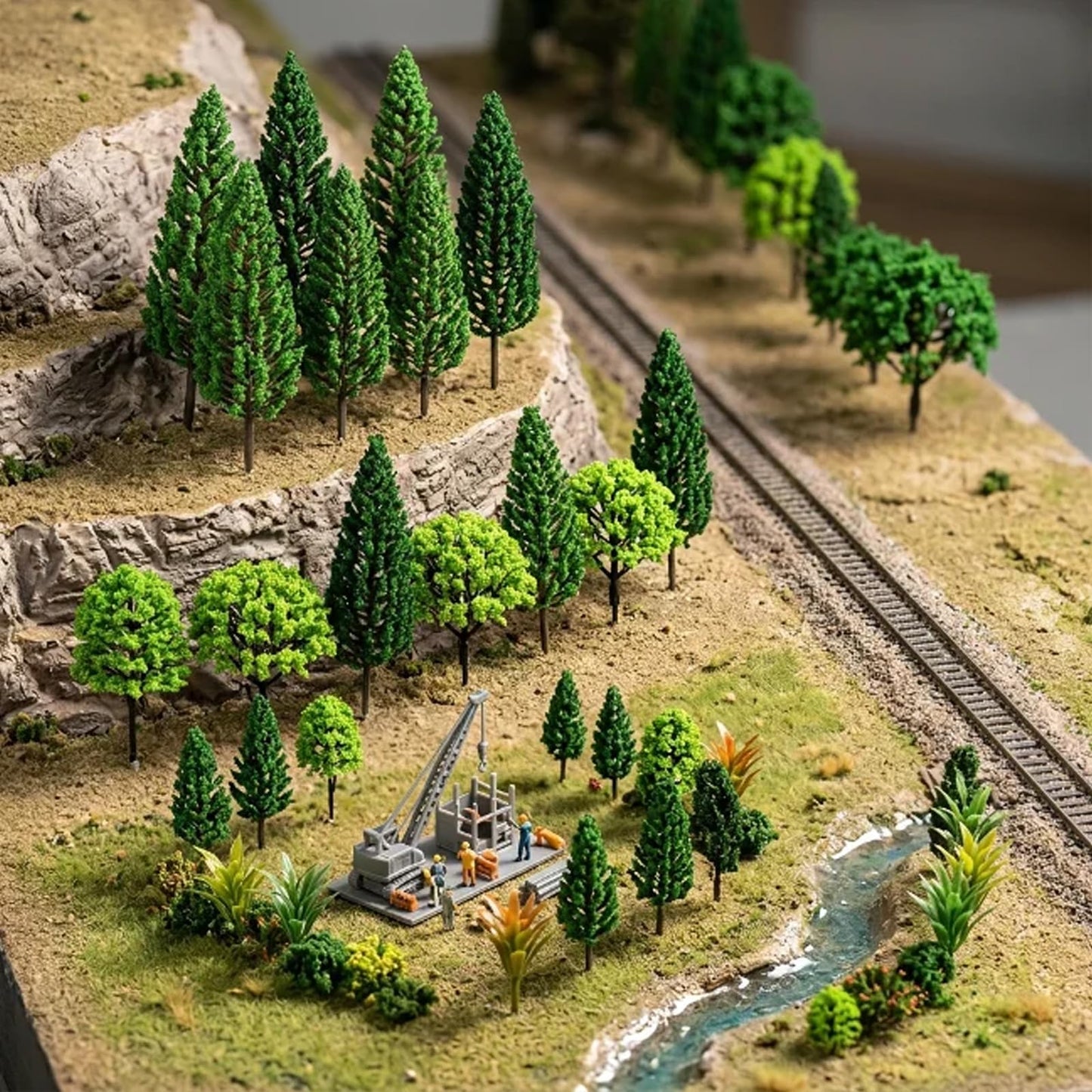 Choisonye Model Trees 1.1-5.1inch Mixed Diorama Green Model Trees Colorful Grass Architecture Mini Trees for Crafts Building Model Railway Scenery Landscape Supplies