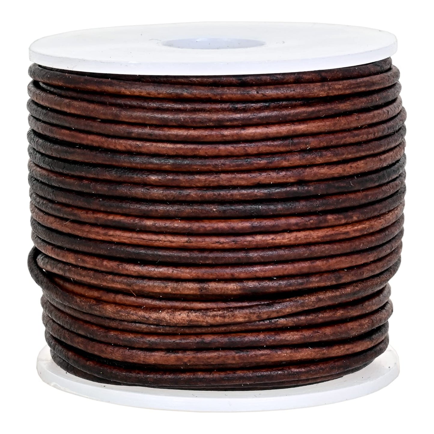 GENIQUE Real/Genuine Round Leather Cord for Jewelry Making, Leather String for Necklace, Bracelets, Braiding (1.5mm, Antique Brown Distressed)
