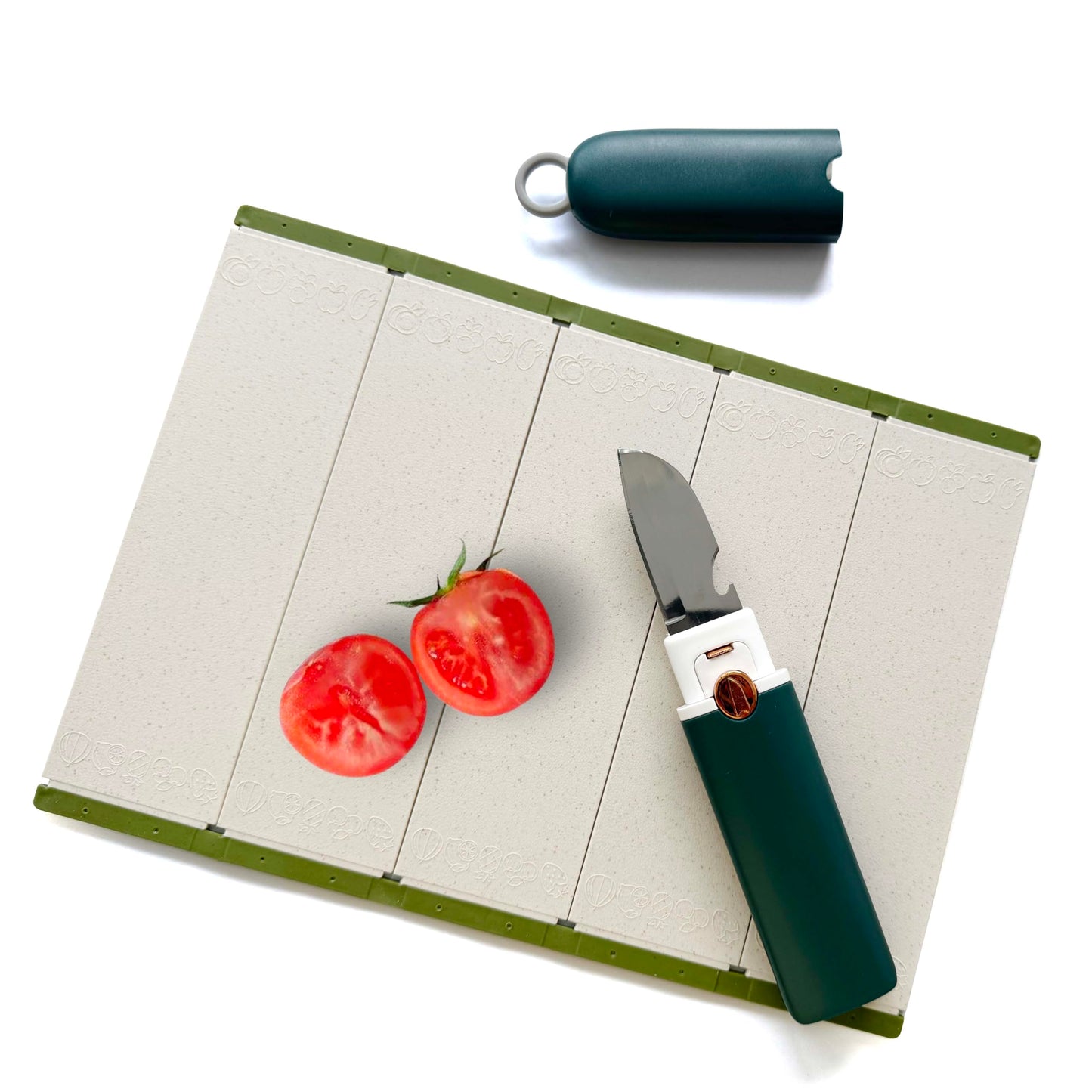 Maeluo 5-in-1 Small Cutting Board Set, Multifunctional Travel Stainless Steel Fruit Knife with Cover, Outdoor Portable Peeling Fruit Potato Peeler for Travel, Camping, Kitchen (Orange)