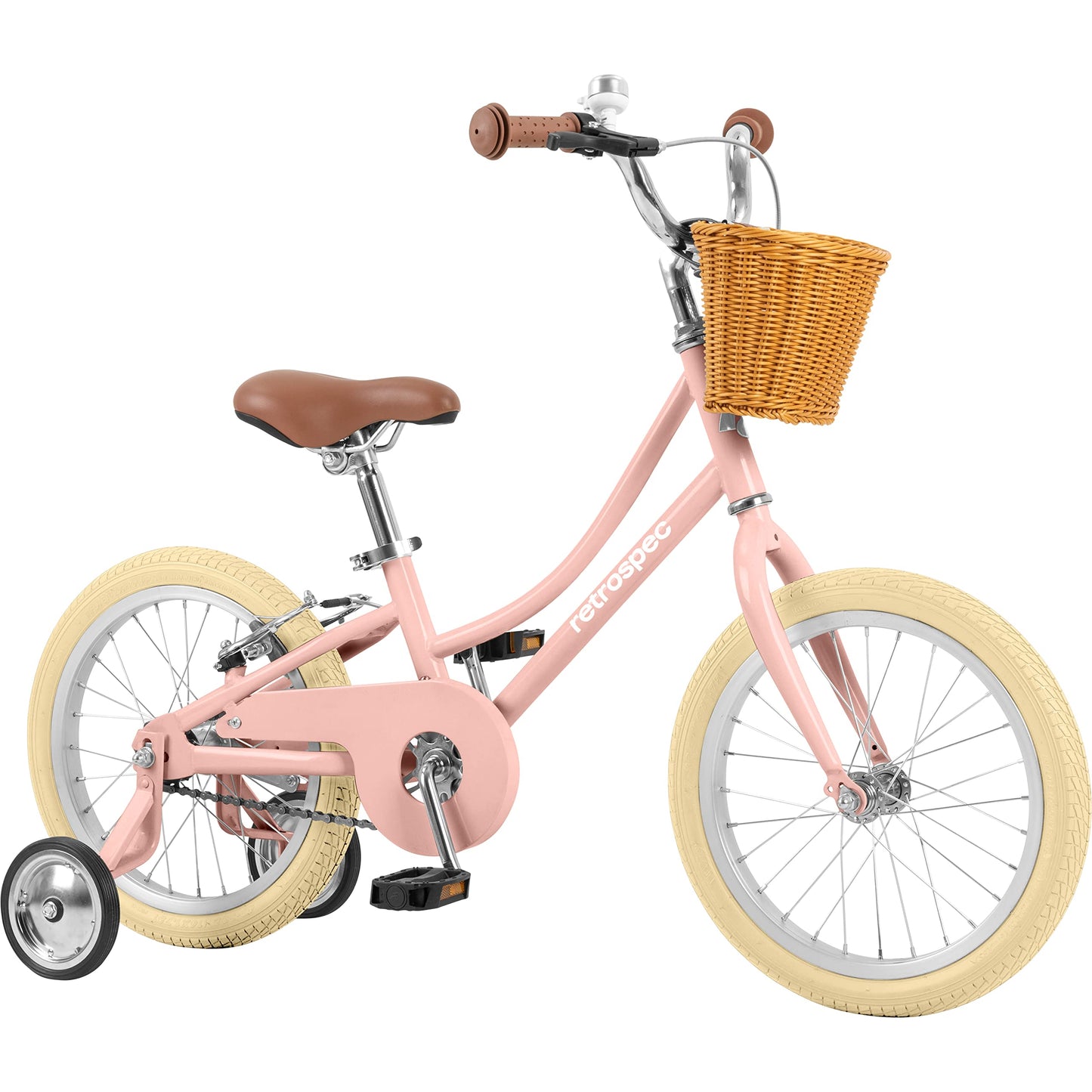 Retrospec Beaumont Mini 16in Kids Bike with Training Wheels & Basket - Beginner Bicycle for 4-6 Year Olds, Low-Profile Frame, V-Brakes & Safety Bell