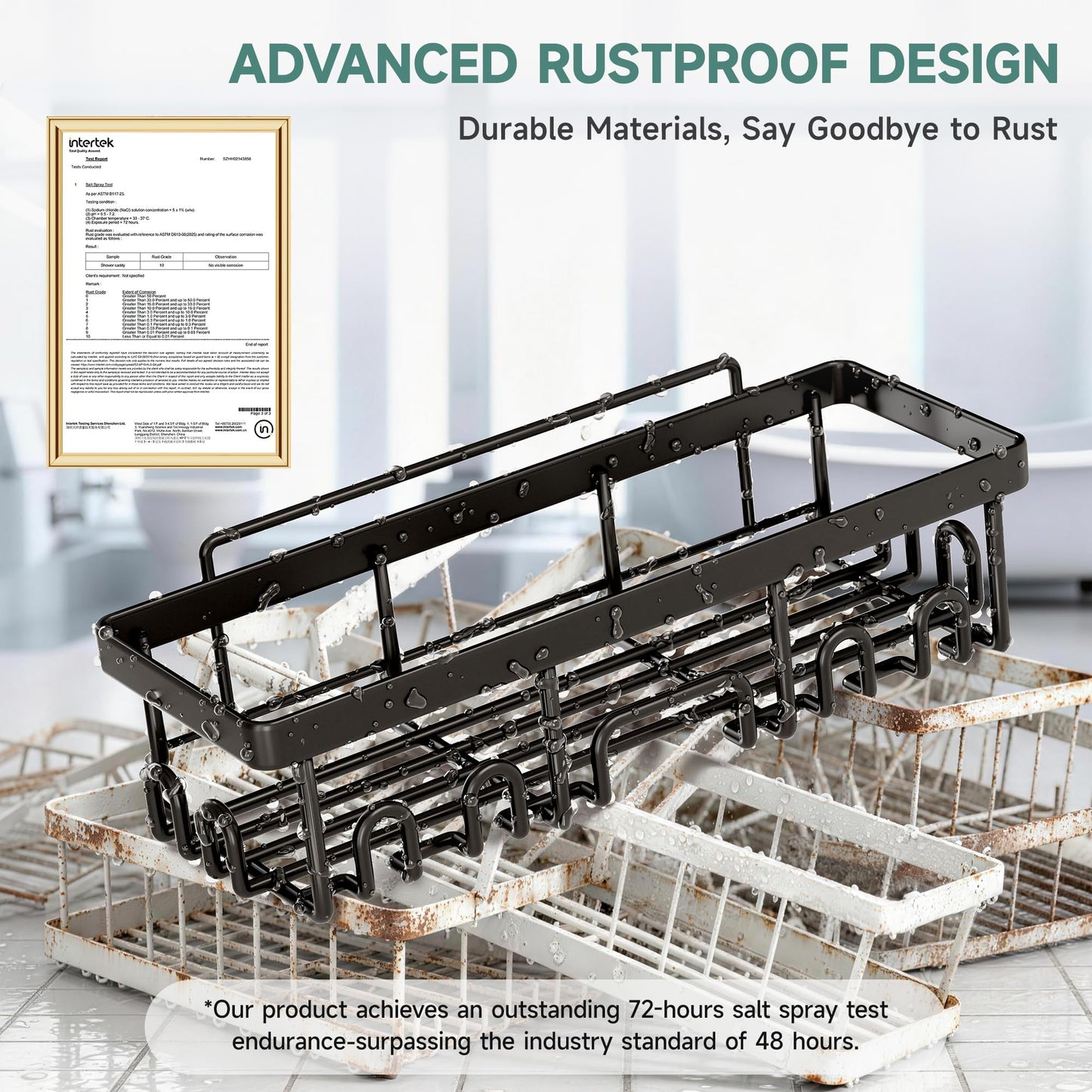 Veken Shower Caddy 6-Pack, Advanced Rustproof Design, No Drilling Adhesive Shelves, Rack with Soap Holder, Large Capacity Bathroom Organizers and Storage, Wall-Mounted Kitchen & Home Decor