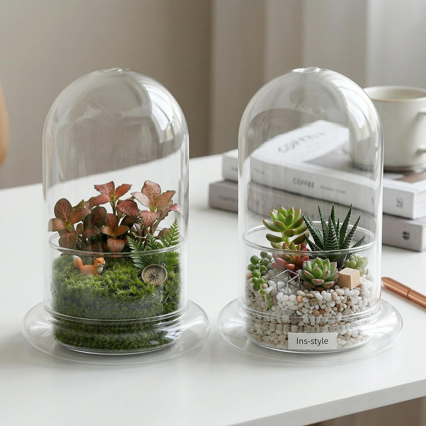 DOITOOL Micro Landscape Ecological Bottle Terrarium Jar 2 Pack High Borosilicate Glass Planter for Home Office Desk Decor 6.69X4.72X4.72In