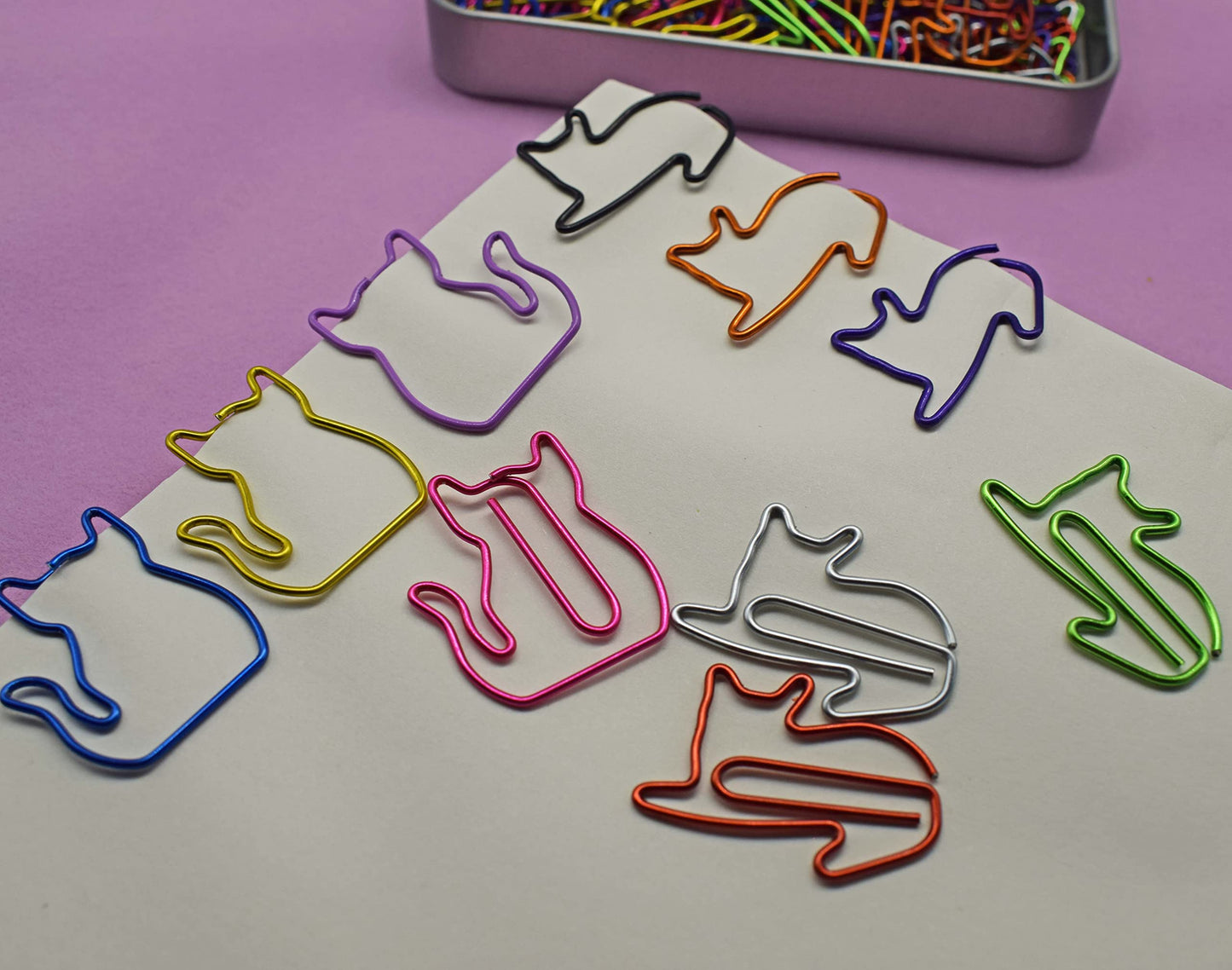 100 pcs Cat Paper Clips Cute Decorative Paperclips, Cat Lover Gifts for Women, Fun Office Supplies for Cat Lovers