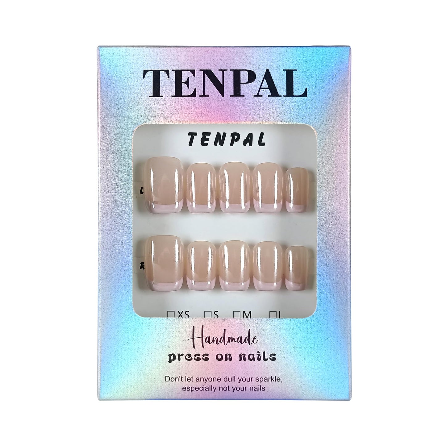 TENPAL Aurora Blush Pink French Tips Press on Nails Short Square Minimalist & Reusable False Nails for Everyday Luxury | Clean Chic Style(M)