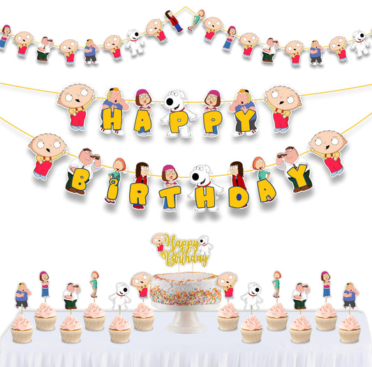 "Stewie Grifin Theme Birthday Party Supplies – Funny Cartoon Baby Character Decorations & Adults – Includes Party Banner, Cake Topper, Cupcake Toppers, & Table Décor for Birthday Celebrations"
