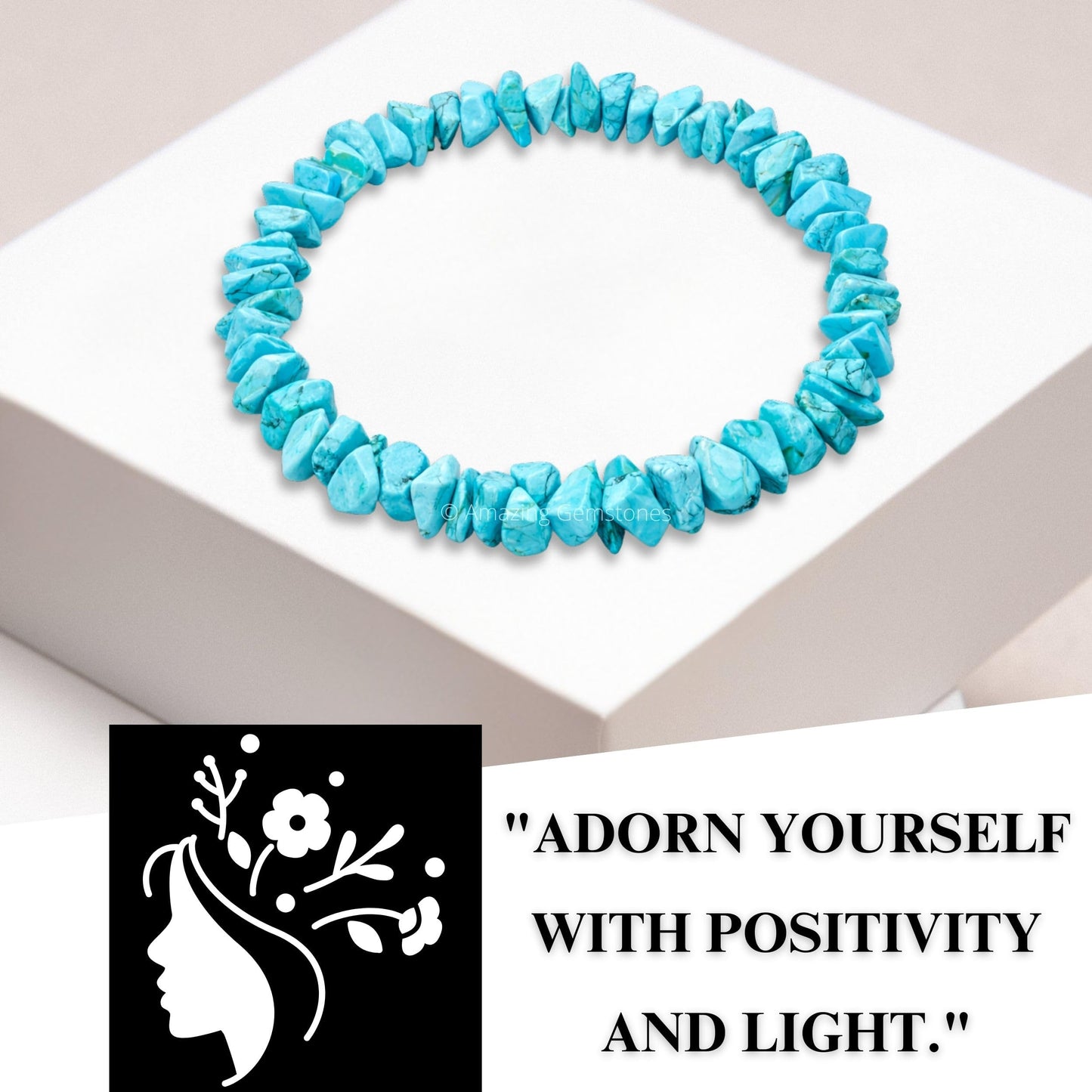 Amazing Gemstone Chips Bracelet (Turquoise (Howlite))