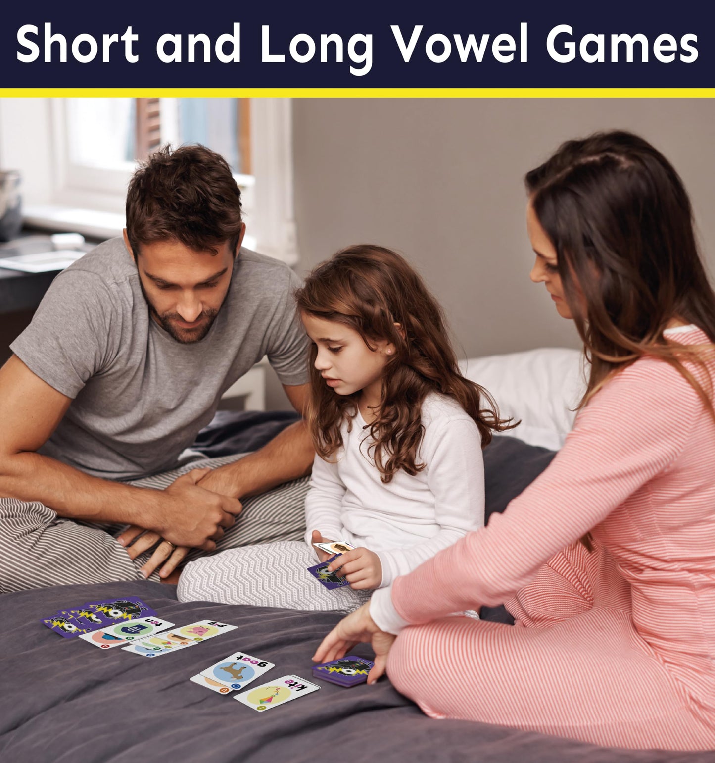 THE BAMBINO TREE WOWELs Phonics and Vowel Sounds Card Game - Learn to Read Kindergarten 1st 2nd Grade Learning - Short Vowel CVC Words and Long Vowel Matching Game 2-8 Players
