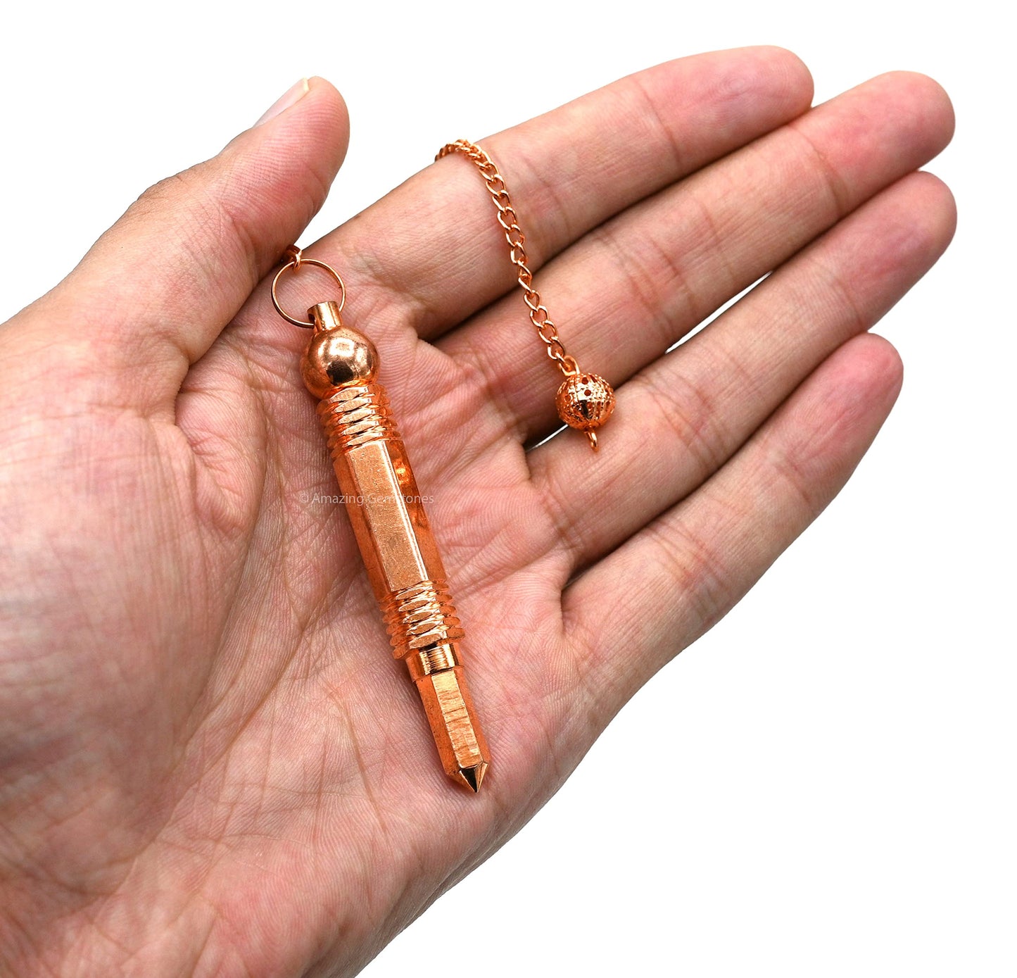 Healing Metal Pendulums for Divination, Rose Gold 3 Piece Steel Copper Pendulum High Energy Pendulo de Bronce Pendulos de Mesa MP14