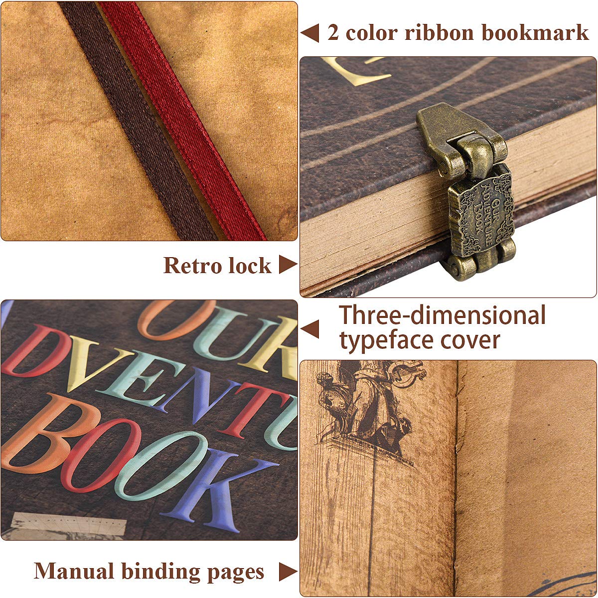 Adventure Book 148-Page DIY Handmade Scrapbook Kit - Embossed Leather Cover - Gift Boxed with Full DIY Accessories for Couples, Weddings, Anniversaries & More for Life’s Greatest Adventures