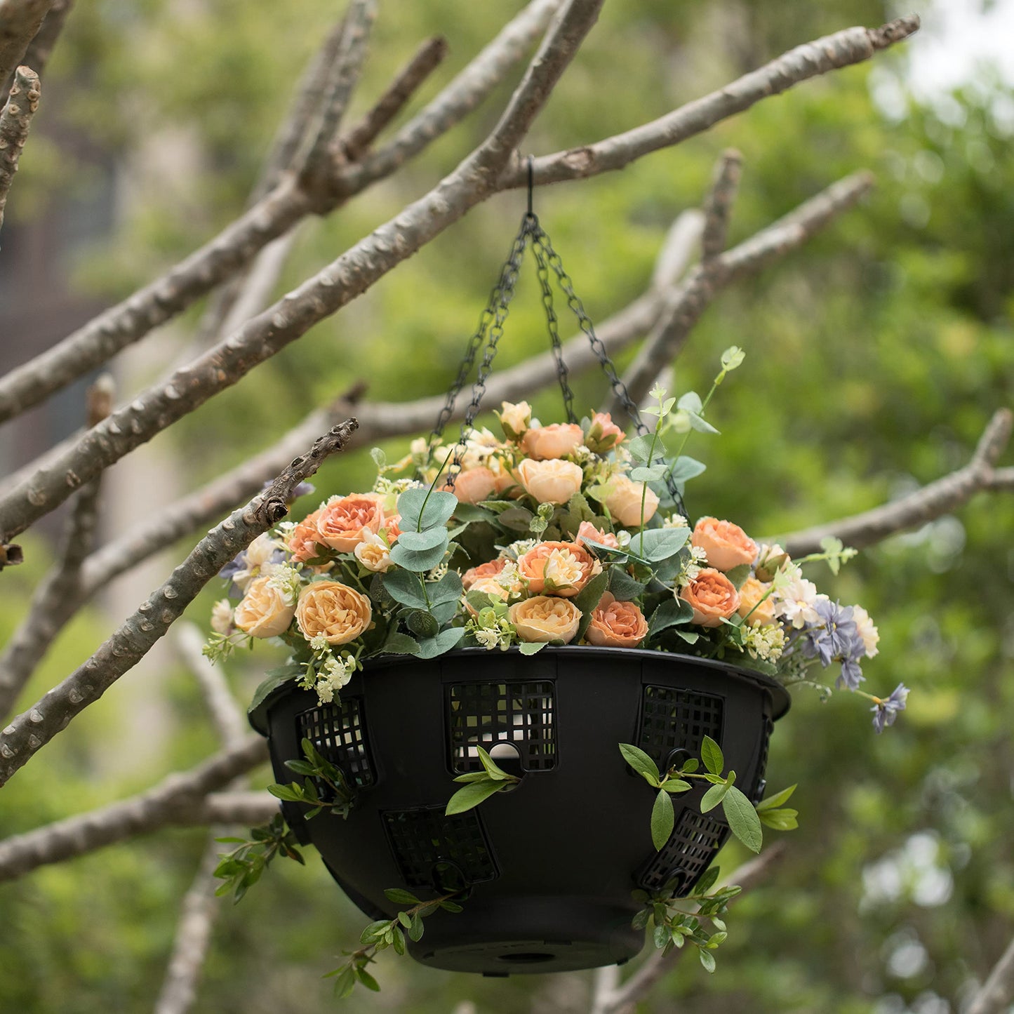 Gardenised Durable Plastic Lace Ultimate Hanging Baskets Tomato, Flower, and Herb Outdoor Flower Planter, Black