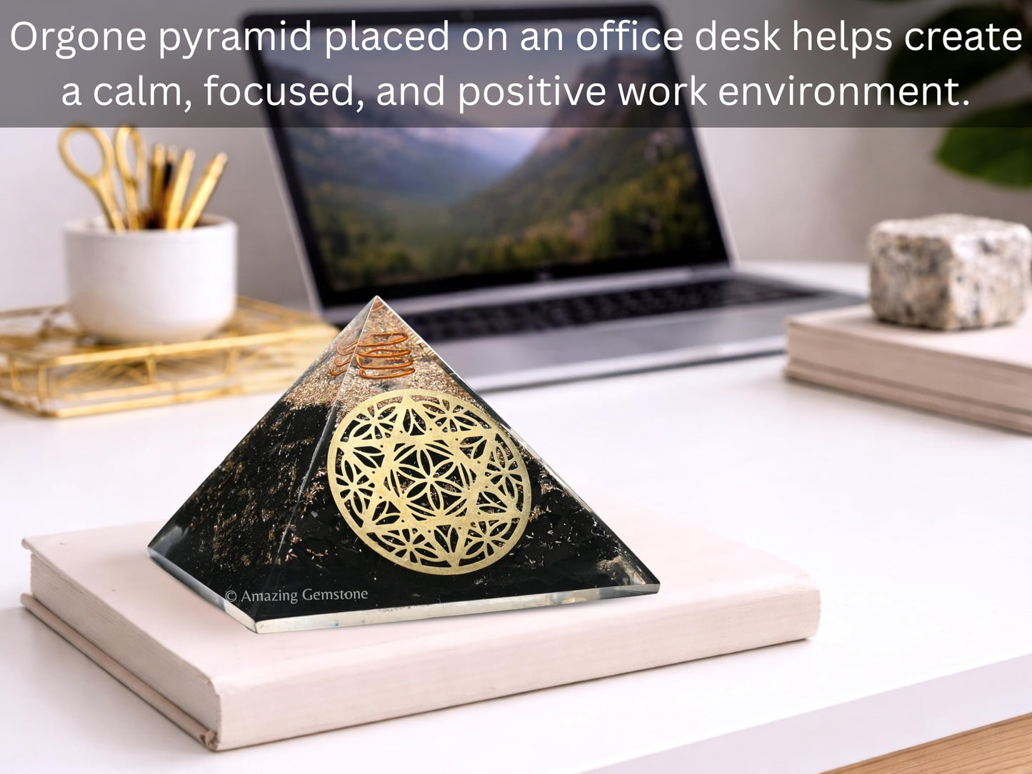 Amazing Gemstone Large Black Tourmaline Orgone Pyramid Crystal, Star of David Orgonite Pyramid - Positive Energy Healing