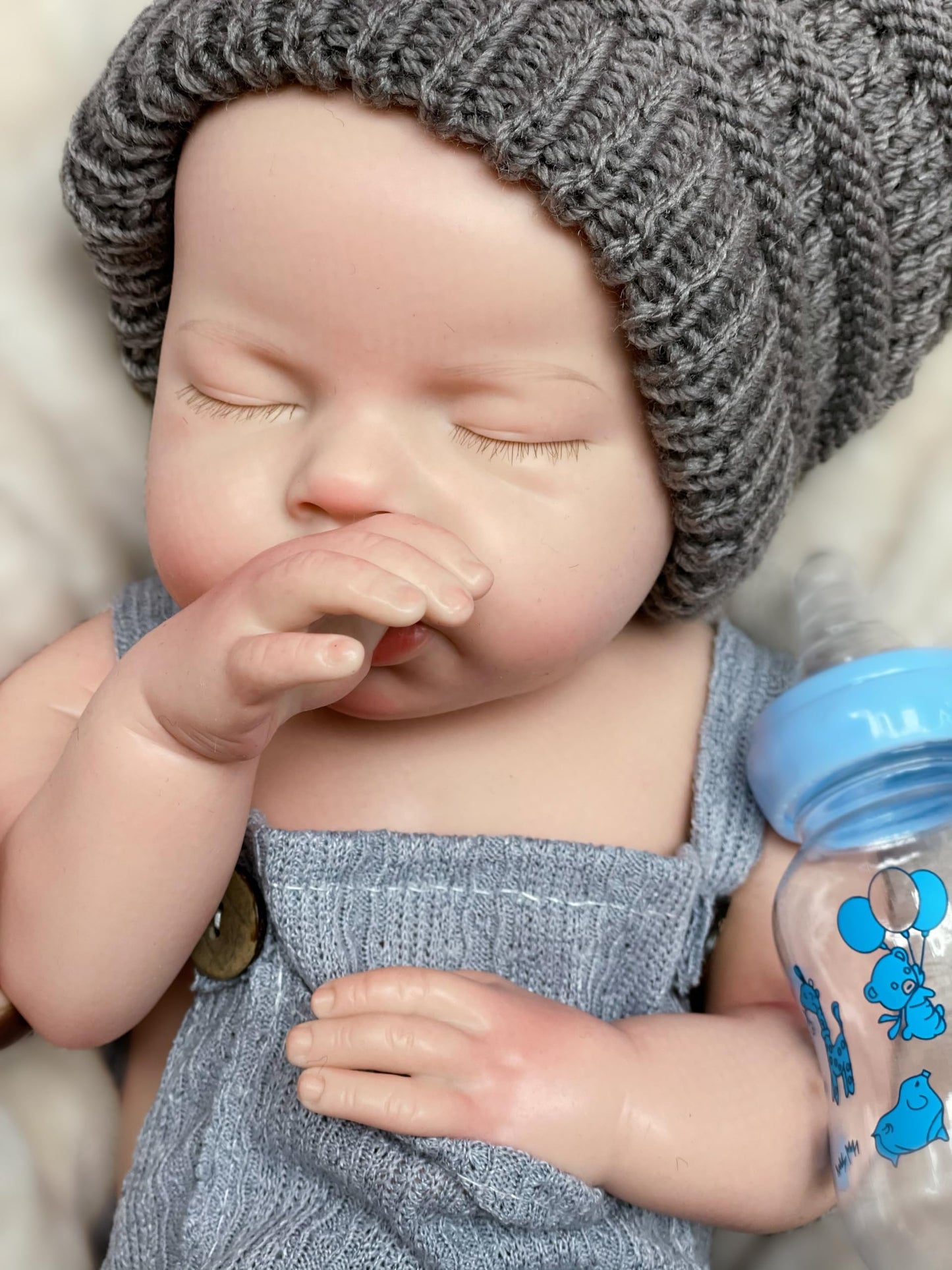 Gileutay 20 inch Full Solid Silicone Reborn Doll Boy Lifelike Reborn Sleeping Newborn Babies Doll That Can Open Mouth