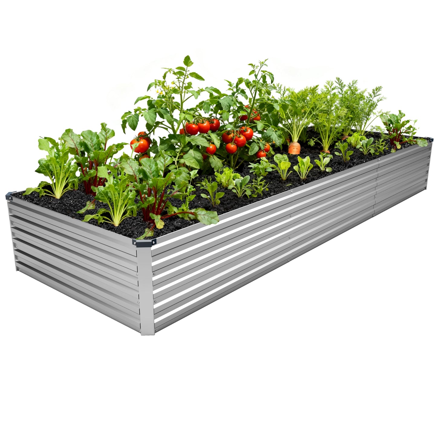 MGNO 12x4x1.5FT Galvanized Raised Garden Bed-Outdoor Planter Box for Vegetables-Metal Garden Bed,RRectangle Planting Box for Herb,Flower