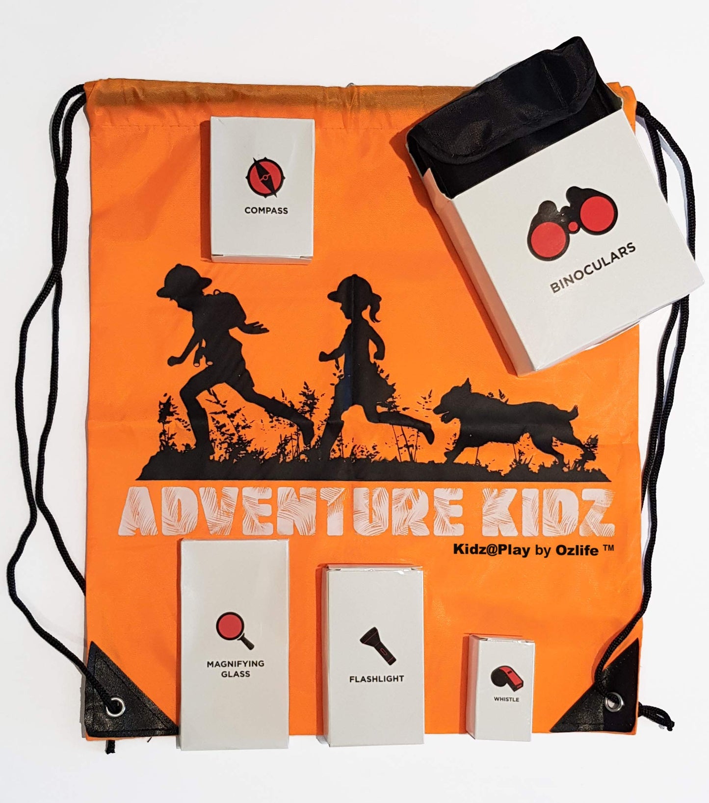 Adventure Kidz - Outdoor Exploration Kit, Children’s Toy Binoculars, Flashlight, Compass, Whistle, Magnifying Glass, Backpack. Great Kids Gift Set for Camping, Hiking, Educational and Pretend Play.