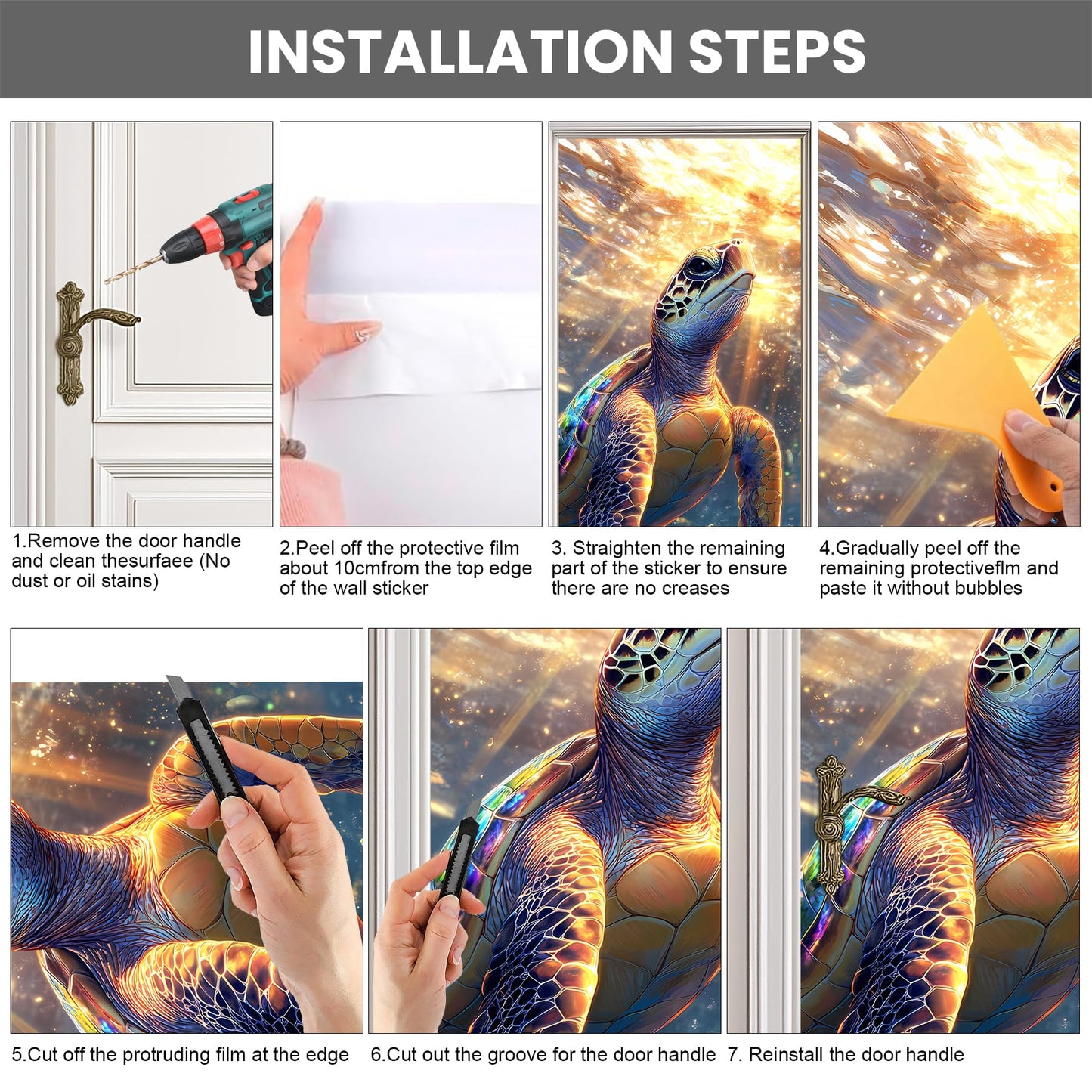 AOHMPT 3D Door Stickers, Peel and Stick Wallpaper ，Self-Adhesive Mural PVC Waterproof Wall Poster for Home Decor 30.3" W x 78.7" H
