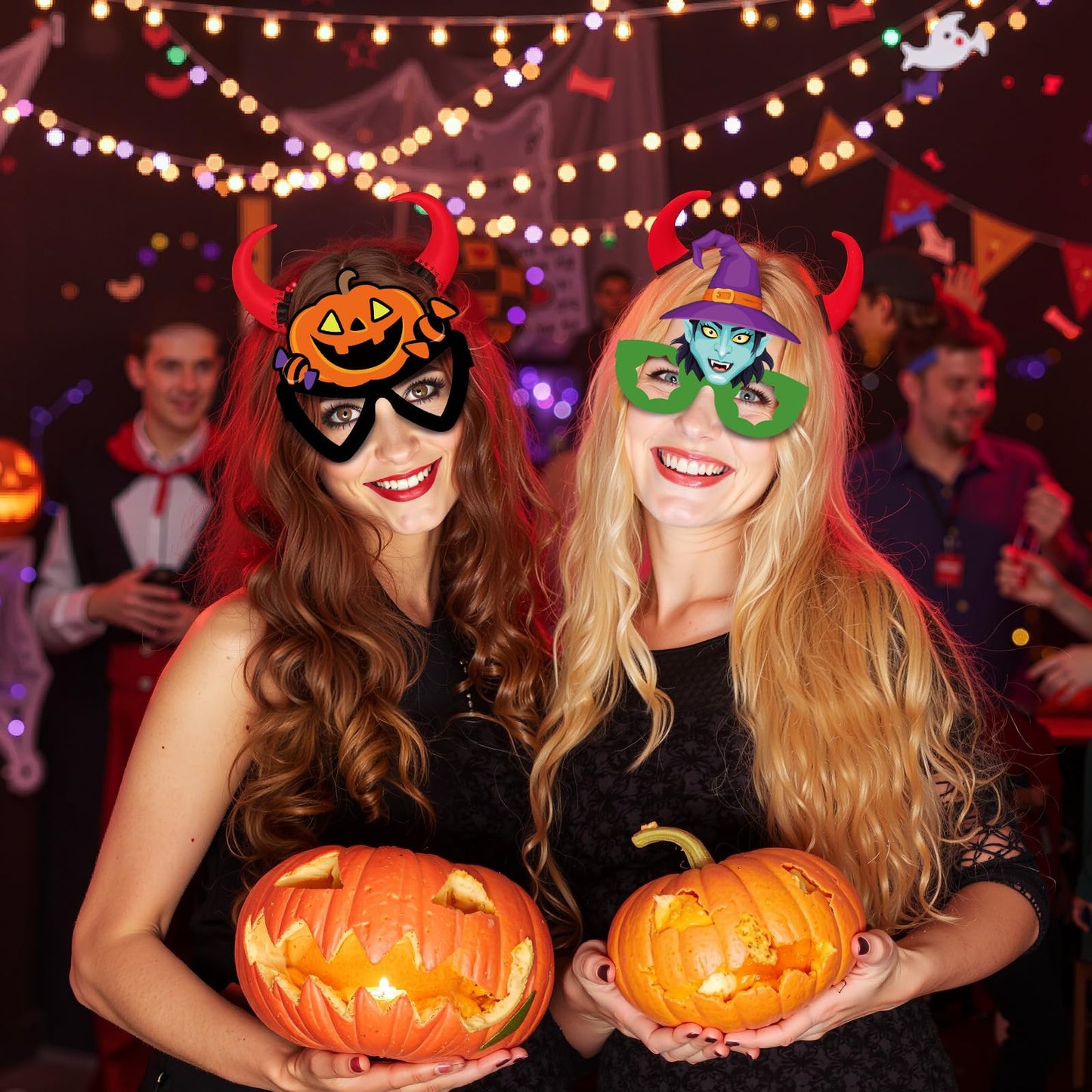 Liliful 48 Pcs Halloween Funny Glasses, Paper Novelty Party Ghost Eyeglasses Bat Pumpkin Spider Sunglasses for Halloween(Classic)