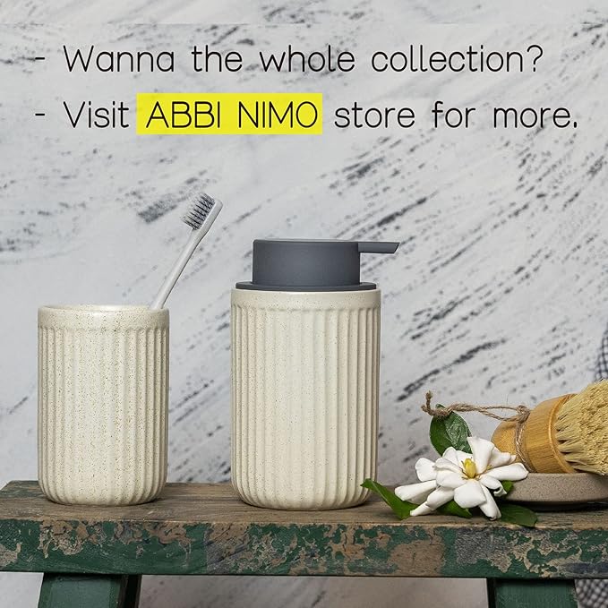 Beige Speckled Ceramic Toothbrush Holder, Rippled Cylinder Tumbler for Bathroom Countertop, Makeup Brush Holder, Pen Organizer, Multipurpose Bathroom Accessory