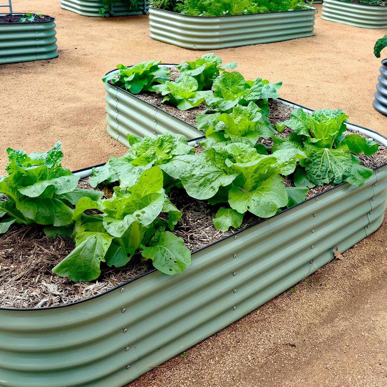 Vego garden 17" Tall L-Shape Raised Garden Bed Metal Raised Planter Bed for Vegetables Flowers Ground Planter Box, Large Size