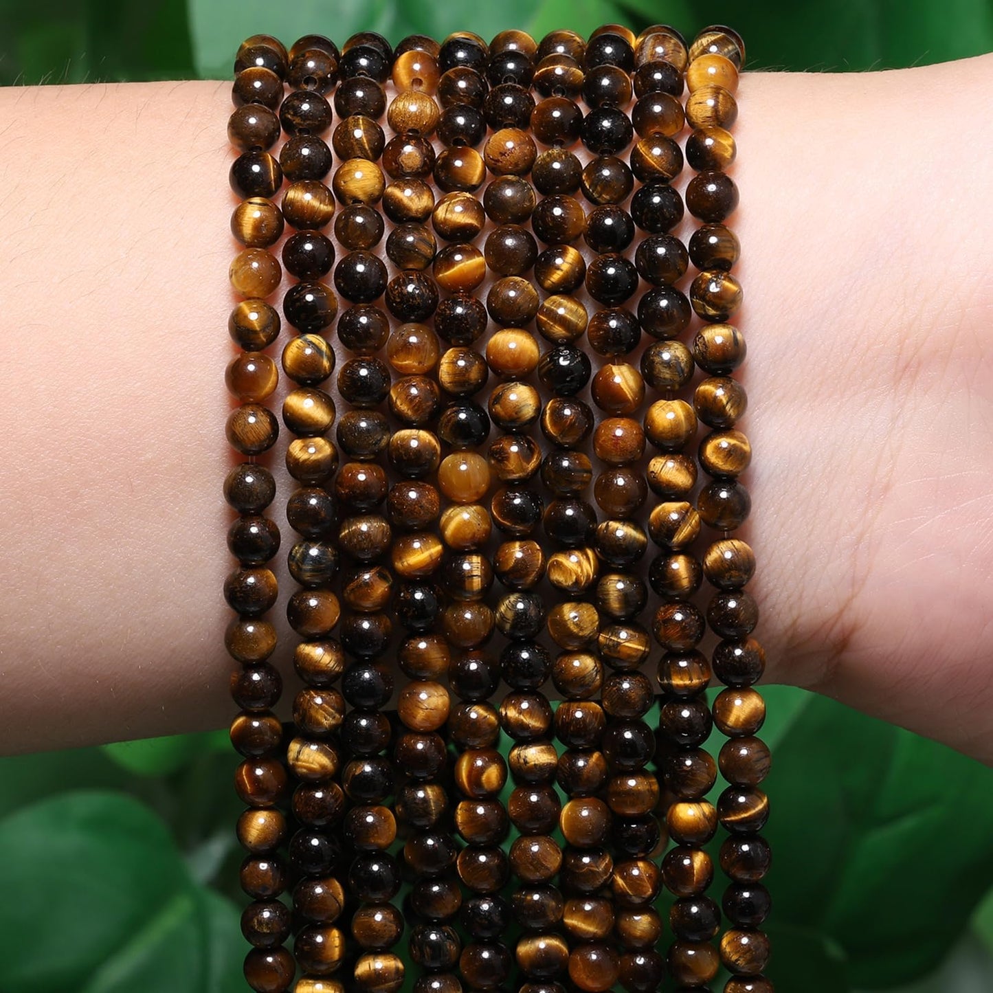 Songxi 90pcs 4mm Yellow Tiger Eye Natural Round Stone Beads for Jewelry Making, Smooth Loose Small Gemstone Beads for Bracelets Necklace, Chakra Stones with Energy Power