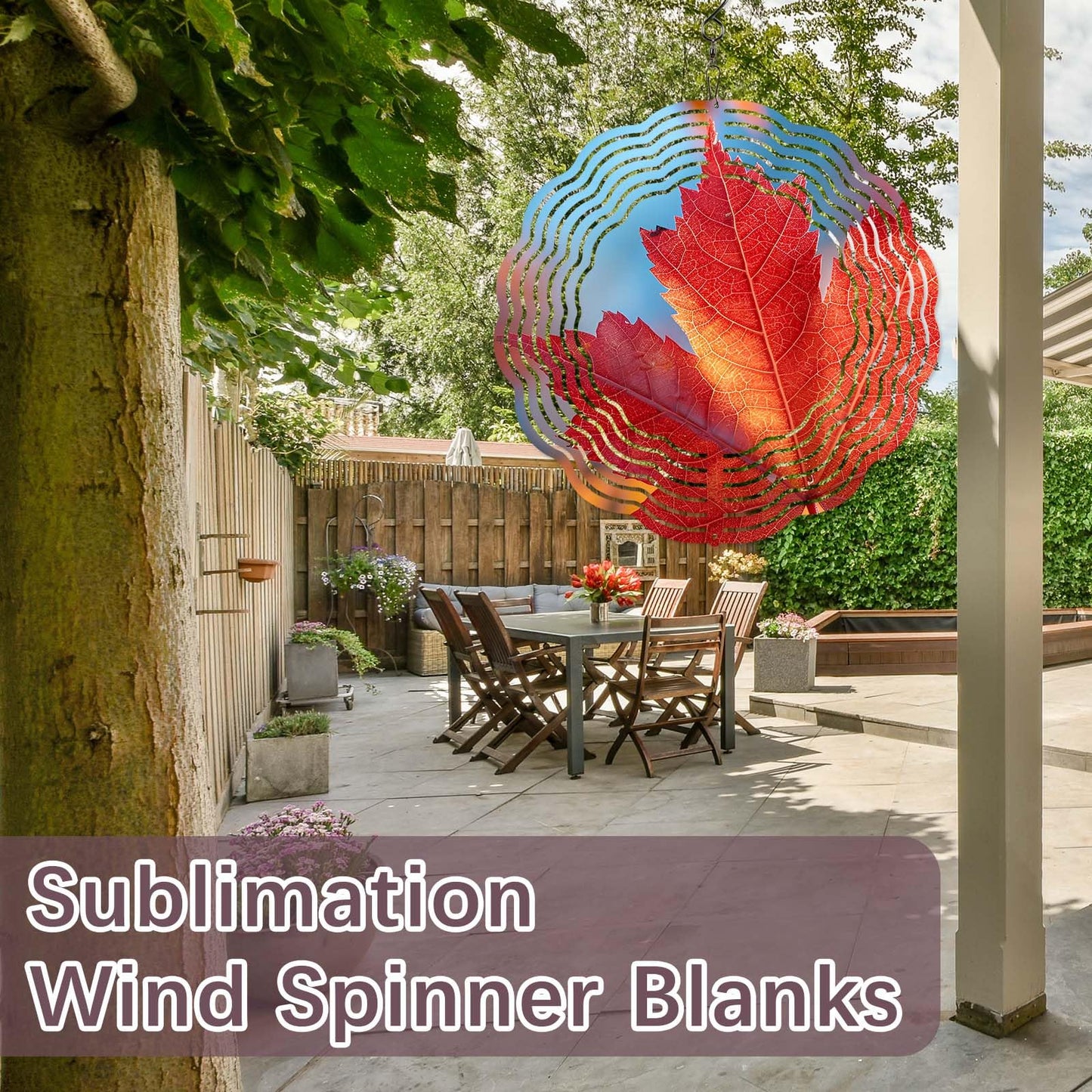 10 PCS Sublimation Wind Spinner Blanks 8 Inch Sublimation Blanks Products Stainless Steel Metal Indoor Outdoor Garden Decoration for Heat Press Transfer Sublimation Blank Wind Spinners