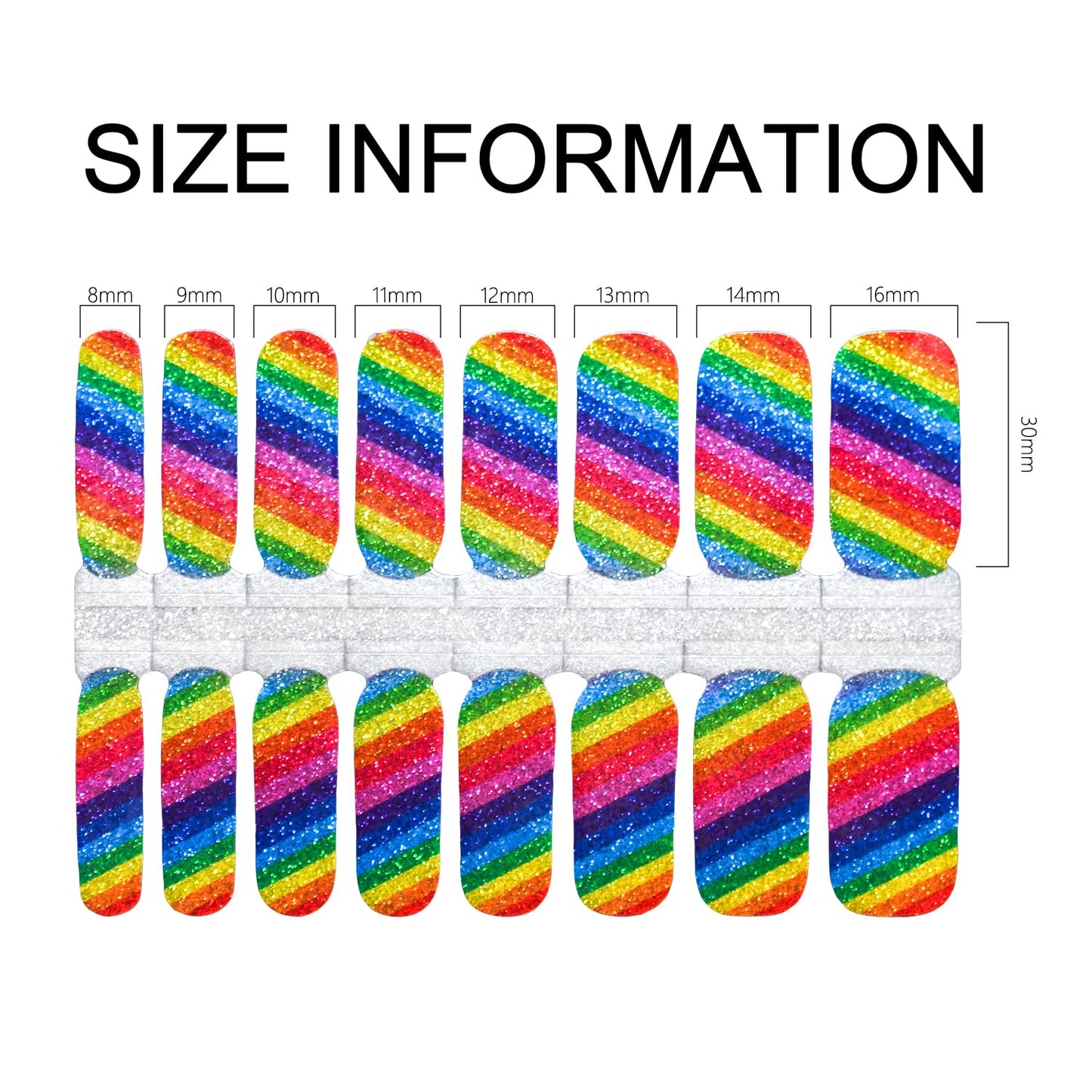 SILPECWEE 5 Sheets Rainbow Nail Wraps - Self Adhesive Nail Polish Strips for Women's Manicure Design with 1pc Nail File