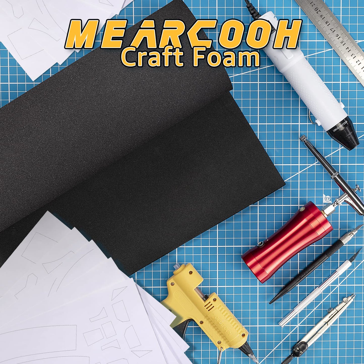 Black Foam Sheets Roll, Premium Large EVA Foam Sheet 13.9" x 59",5mm Thick, Density 86kg/m3 for Halloween Cosplay Costume, Crafts, DIY Projects by MEARCOOH
