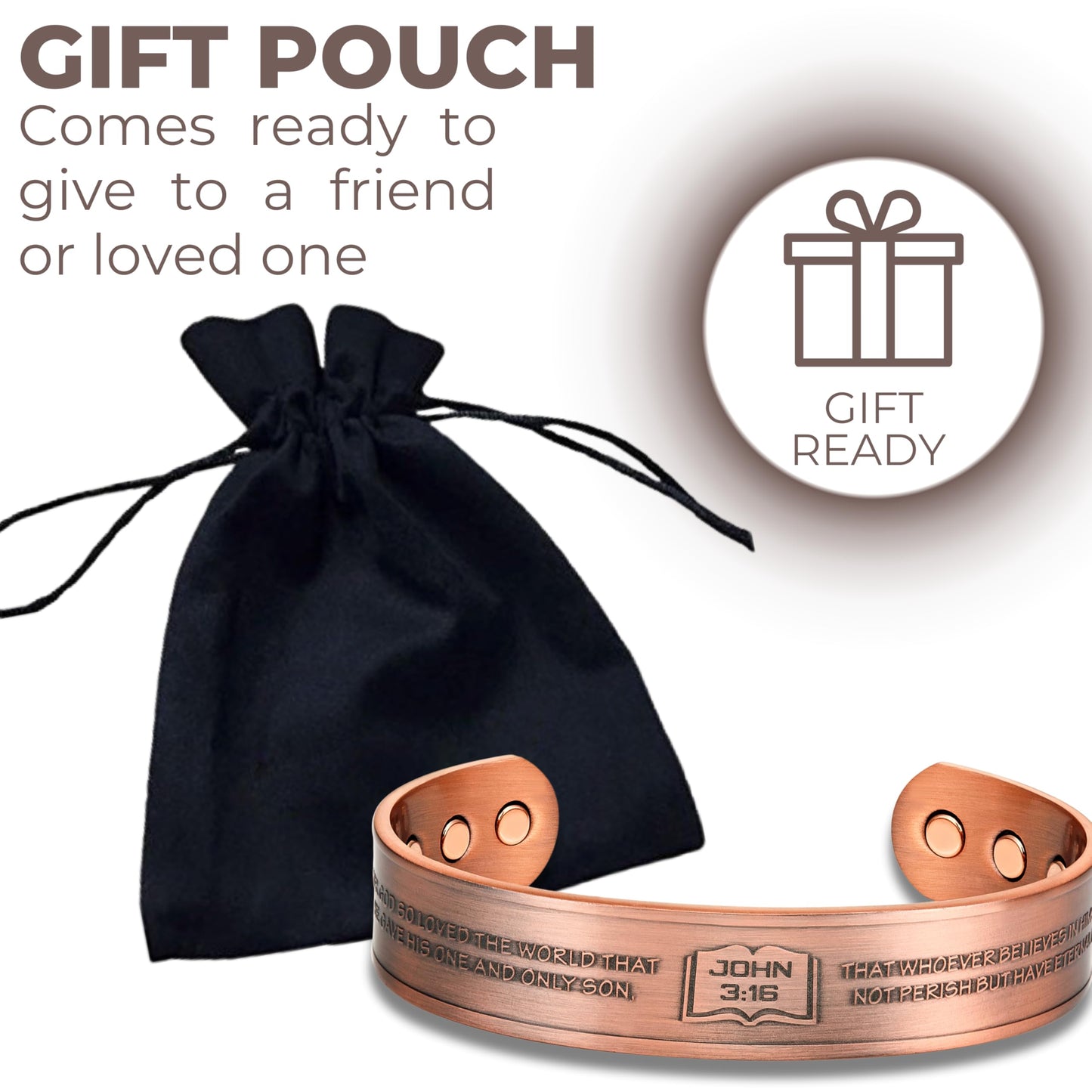 Willis Judd JESUS Men's Pure Copper Magnetic Therapy Adjustable Bracelet Bangle