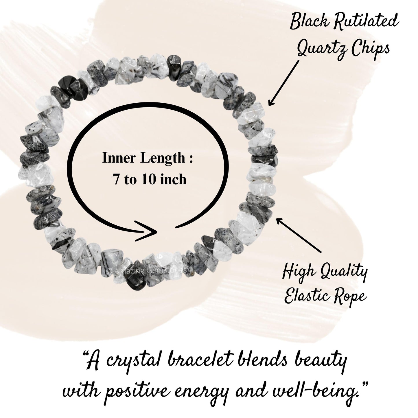 Amazing Gemstone Chips Bracelet (Black Rutilated Quartz)