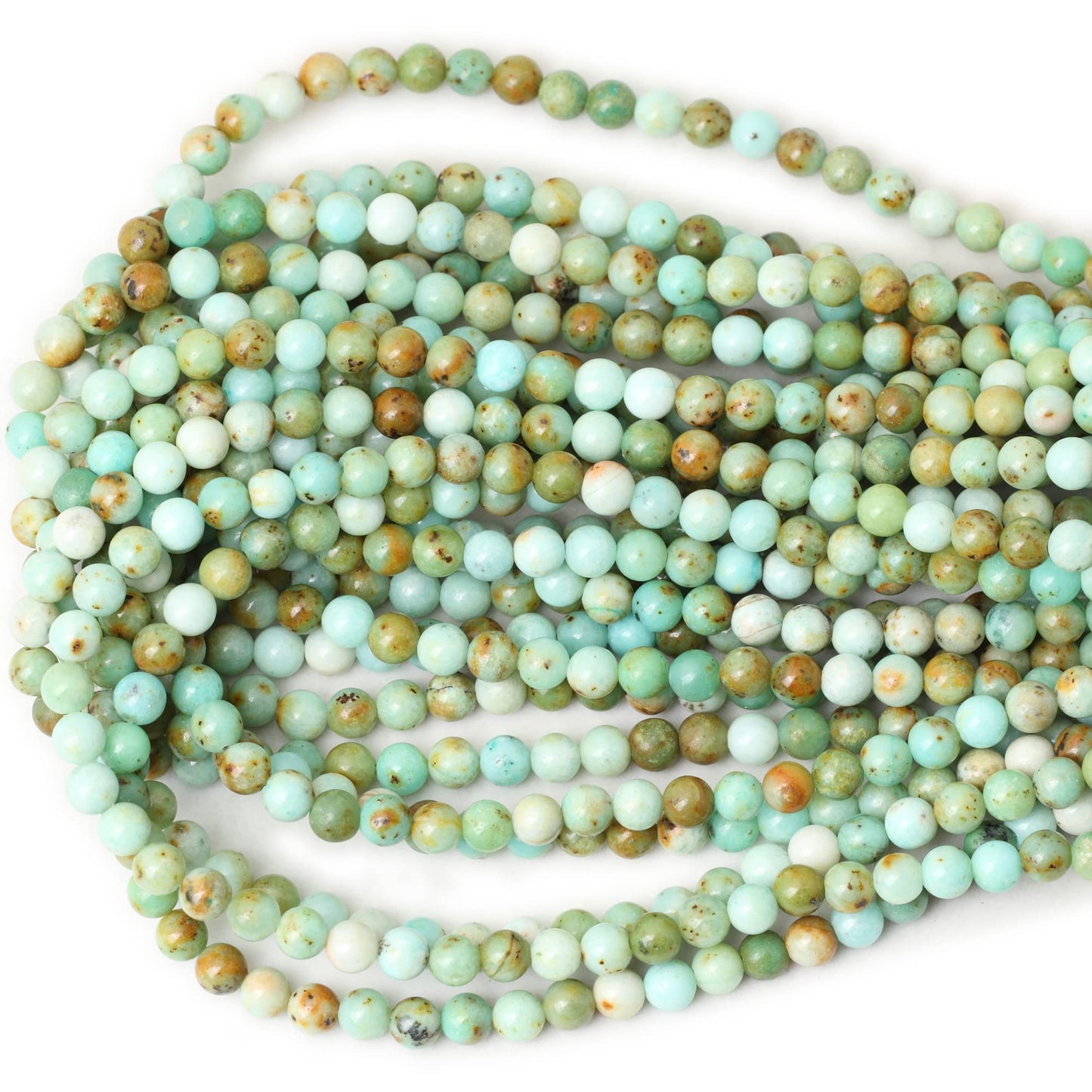 CHEAVIAN 60PCS 6mm Natural Mongolian Turquoise Stone Round Loose Beads for Jewelry Making 1 Strand 15"
