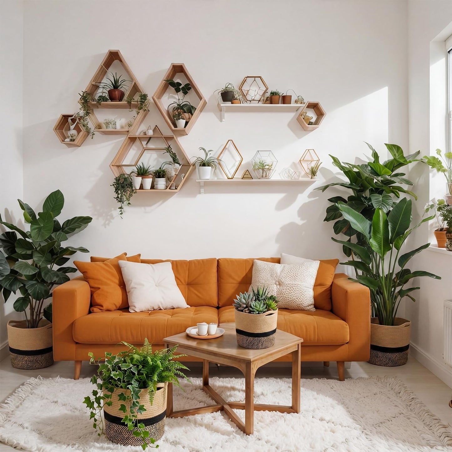 Xuhal 3 Pcs Plant Basket Woven Storage Basket Boho Planter Baskets Modern Woven Flower Tree Pots for Home Decor Blankets Organization