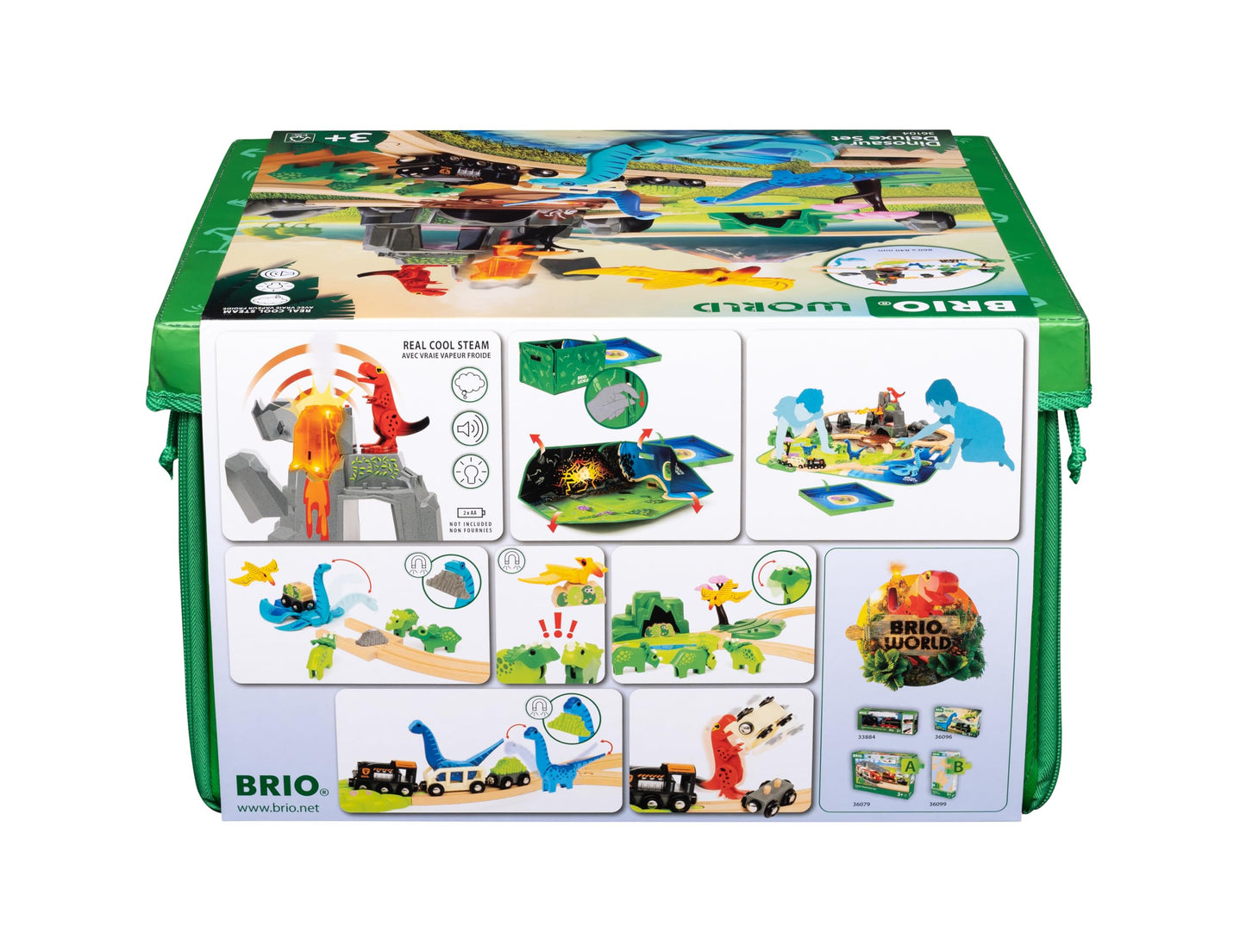 BRIO World Dinosaur Deluxe Set - 44-Piece FSC-Certified - Wood Train Set & Accessories - Works with All Wooden Train Sets - Dinosaur Train Engine, 2 Wagons, 8 Dinosaurs, Tracks & More - Kids Ages 3+