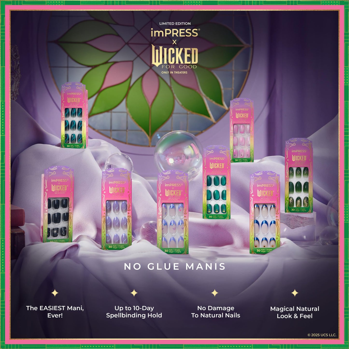 Impress X WICKED: FOR GOOD Press On Nails, ‘Shouldn't This Be Pinker?’, Pink, Short Oval, New Improved Adhesive, Up To 10 Day Hold, Includes 30 Fake Nails, 1 Prep Pad, 1 Manicure Stick, 1 Mini File