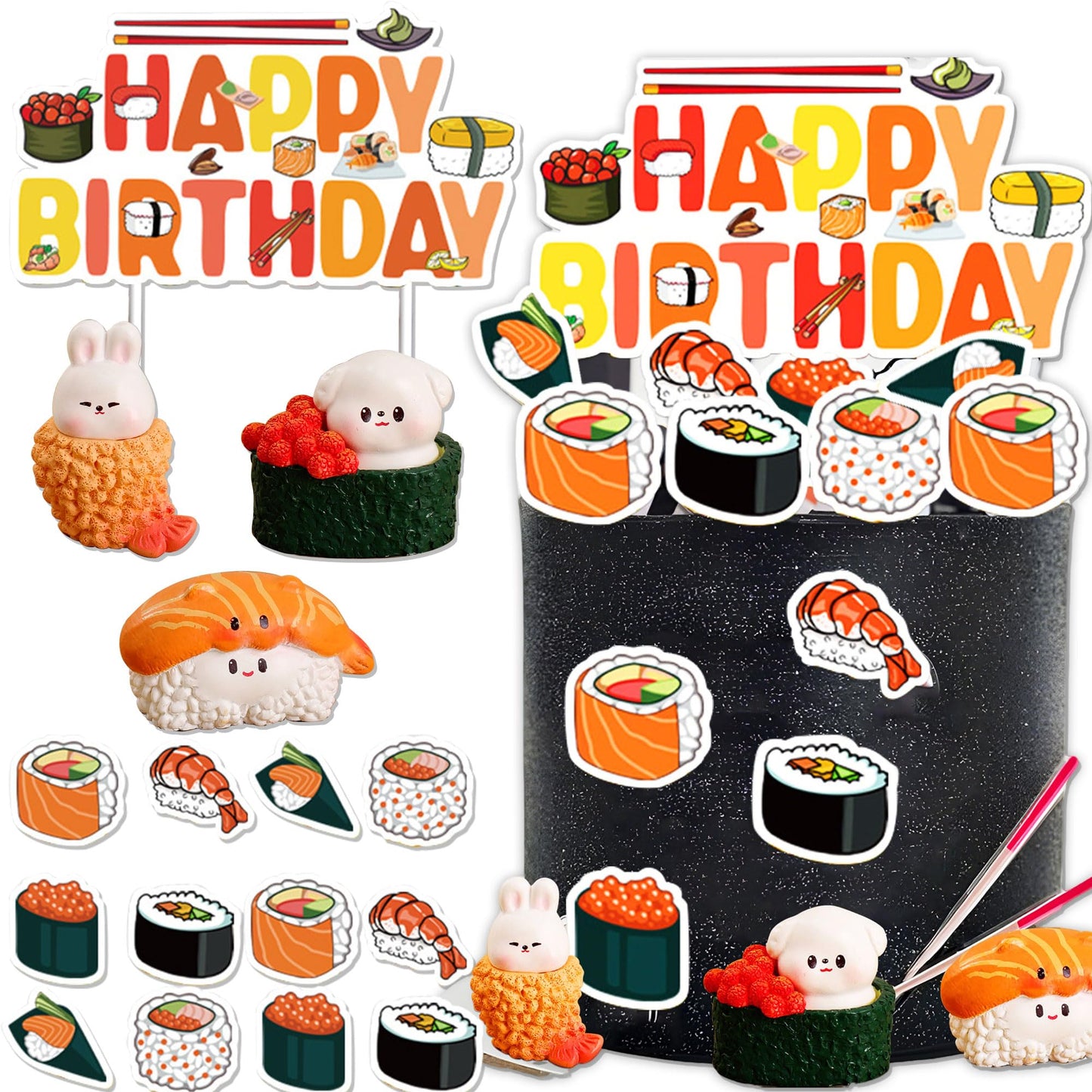 Sushi Cake Decoration for Japanese Birthday Party Decorations Sushi Theme Birthday Cake Topper for Baby Shower Supplies