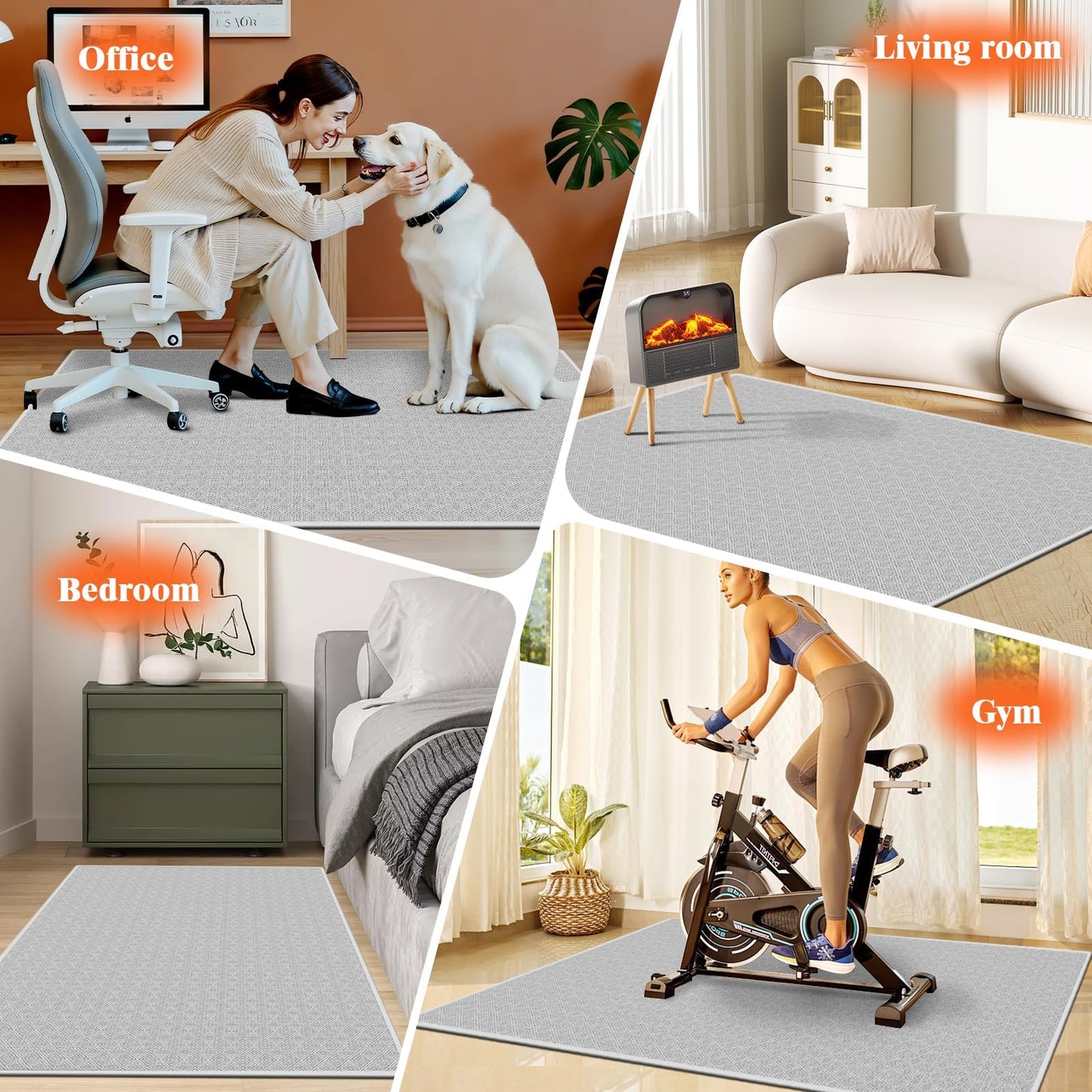 KMAT Office Chair Mat, 46x60in Heavy Duty Hardwood/Tile Floor Protector, Computer Desk Mat for Rolling Chairs, Work, Study, Office, White