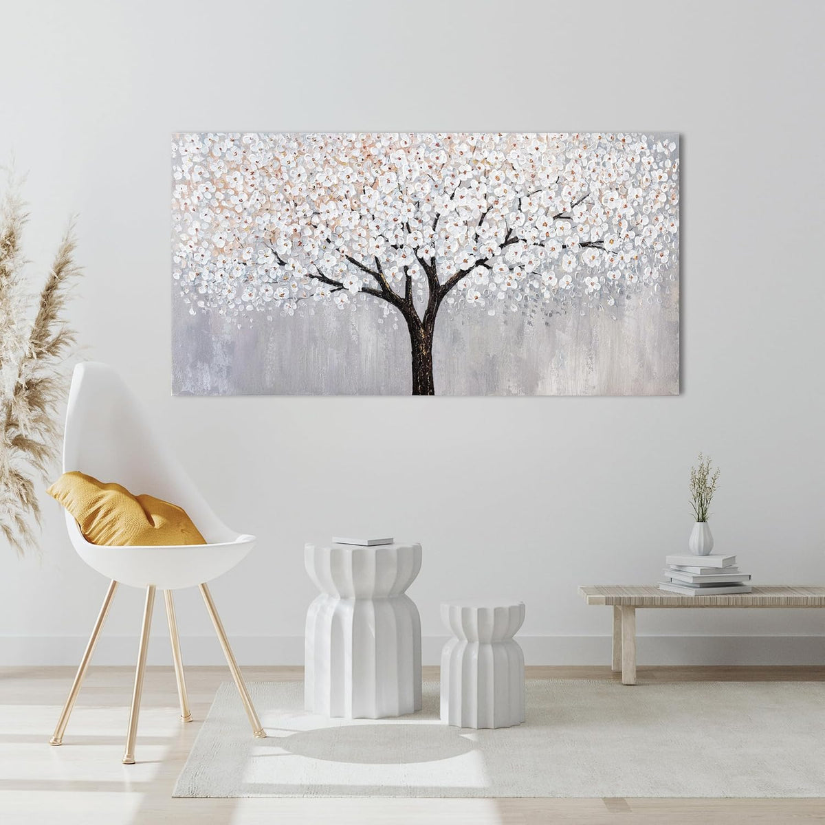 Canvas Wall Art Decor Artwork for Walls Black and White Wall Art Decor Tree of Life Wall Art for Living Room Vintage Tree Flower Wall Art Decorations Prints for Room Home Office Wall Decor 24"X48"