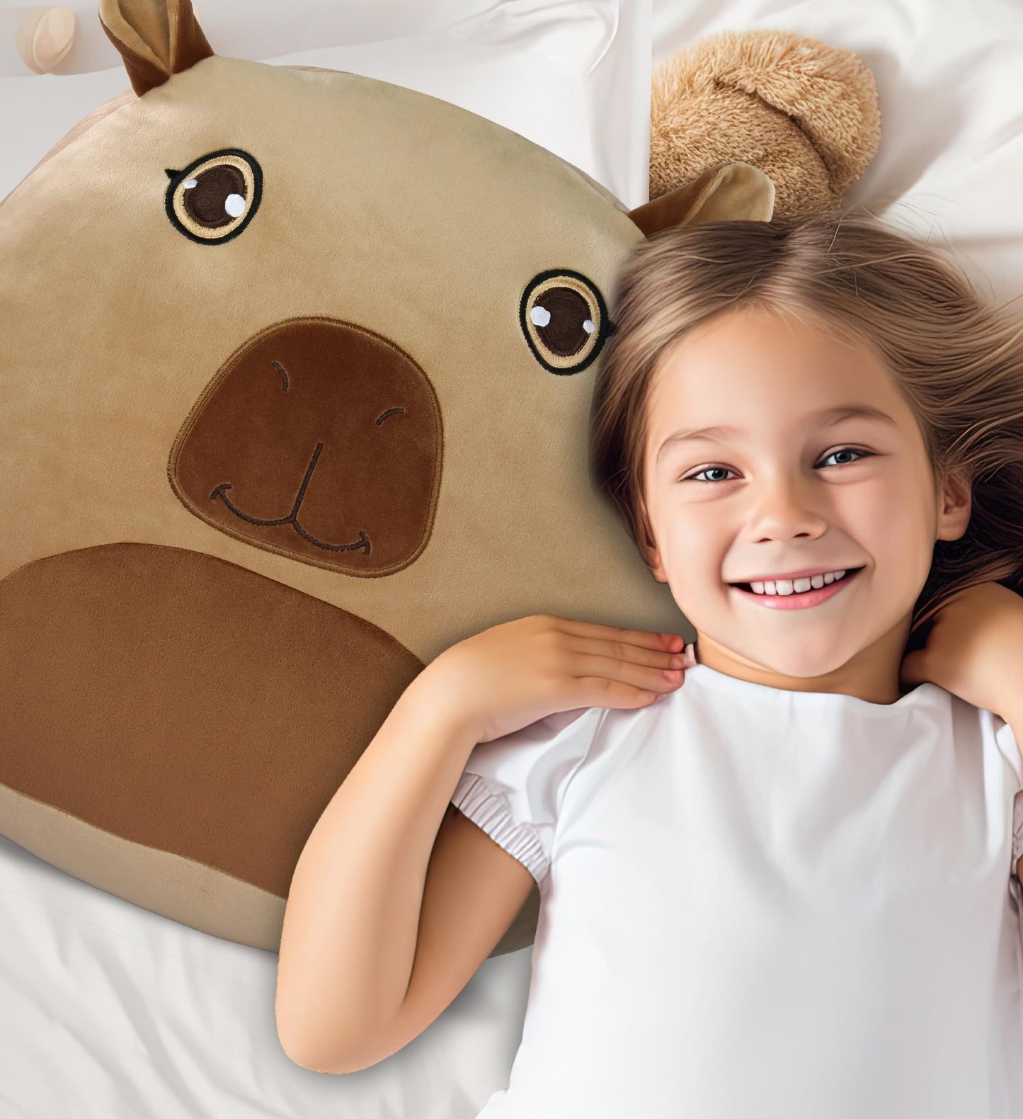 DolliBu Snug Mooshies Capybara Stuffed Animal Plush Toy - Large Cuddly Wild Life Super Squishy Soft Toys, Huggable Big Plush Animals for Girls and Boys, Cute Toy Animal Pillow for Kids - 17 inches