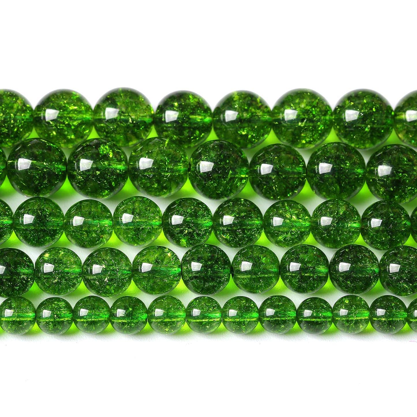 36PCS 10MM Beads Green Crystal Quartz Gem Energy Crystal Healing Jewelry Making Natural Stone Beads DIY (Green Crystal, 10MM)