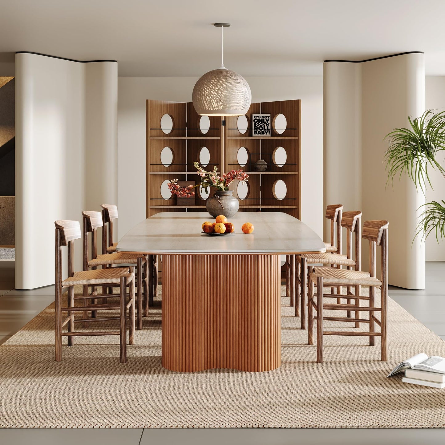 Tribesigns 78.7" Sintered Stone Dining Table for 8-10，Luxury Rectangular Kitchen Table with Solid Wood Legs, Mid-Century Dining Room Table for Living Room