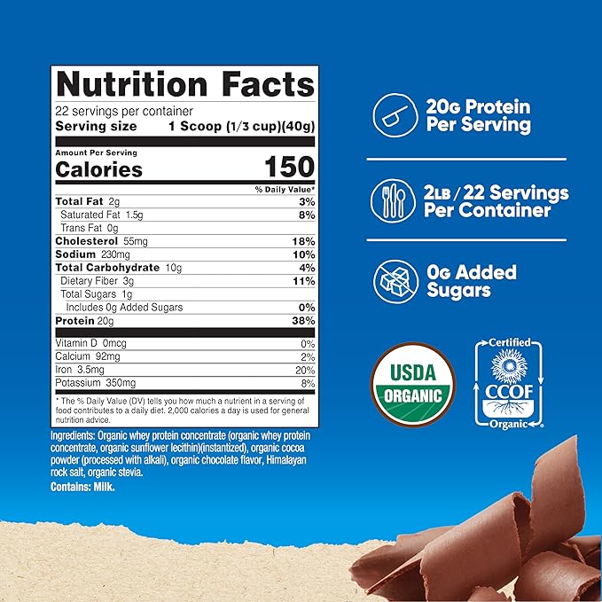 Nutricost Organic Whey Protein Concentrate, Double Chocolate Flavored, (2LBS) - Gluten-Free, Non-GMO