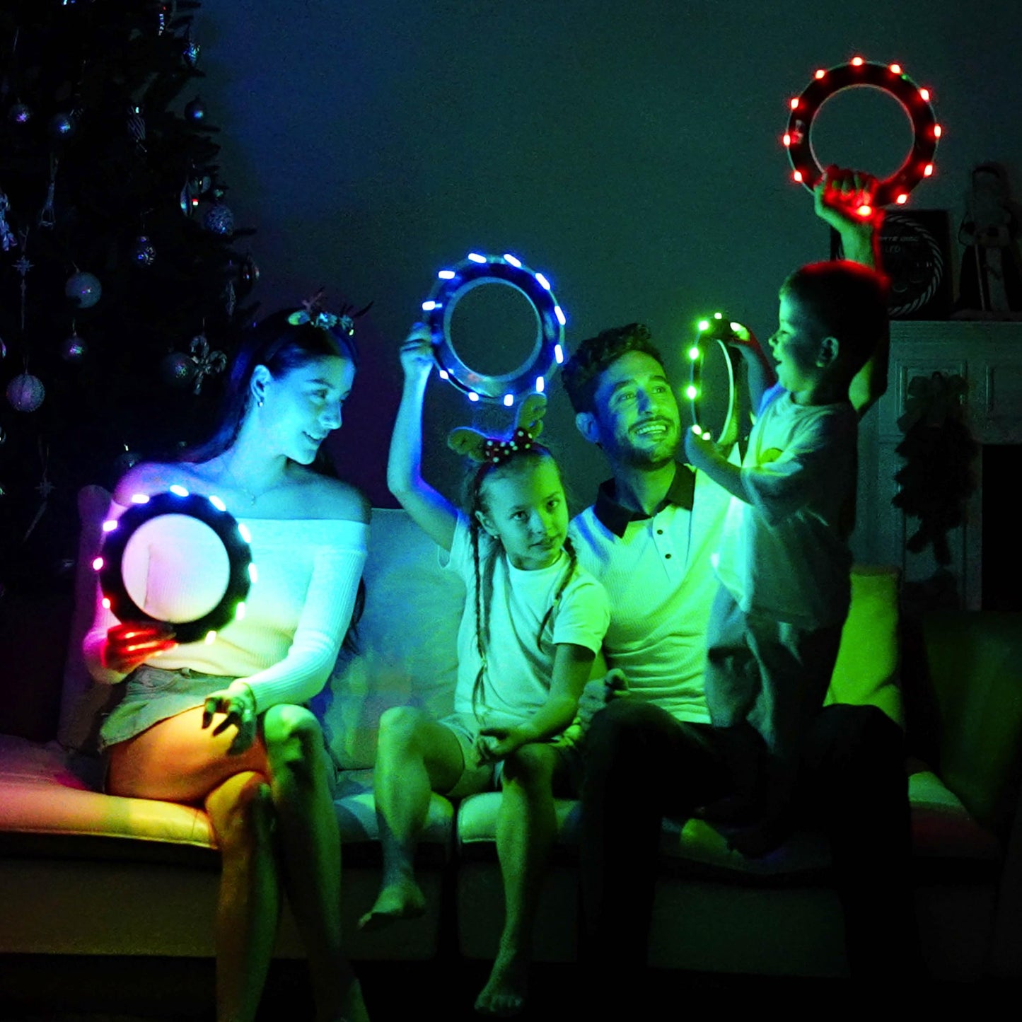 TOSY Bundle of 2 - Blue + Green - Flying Ring 12 LEDs Super Bright